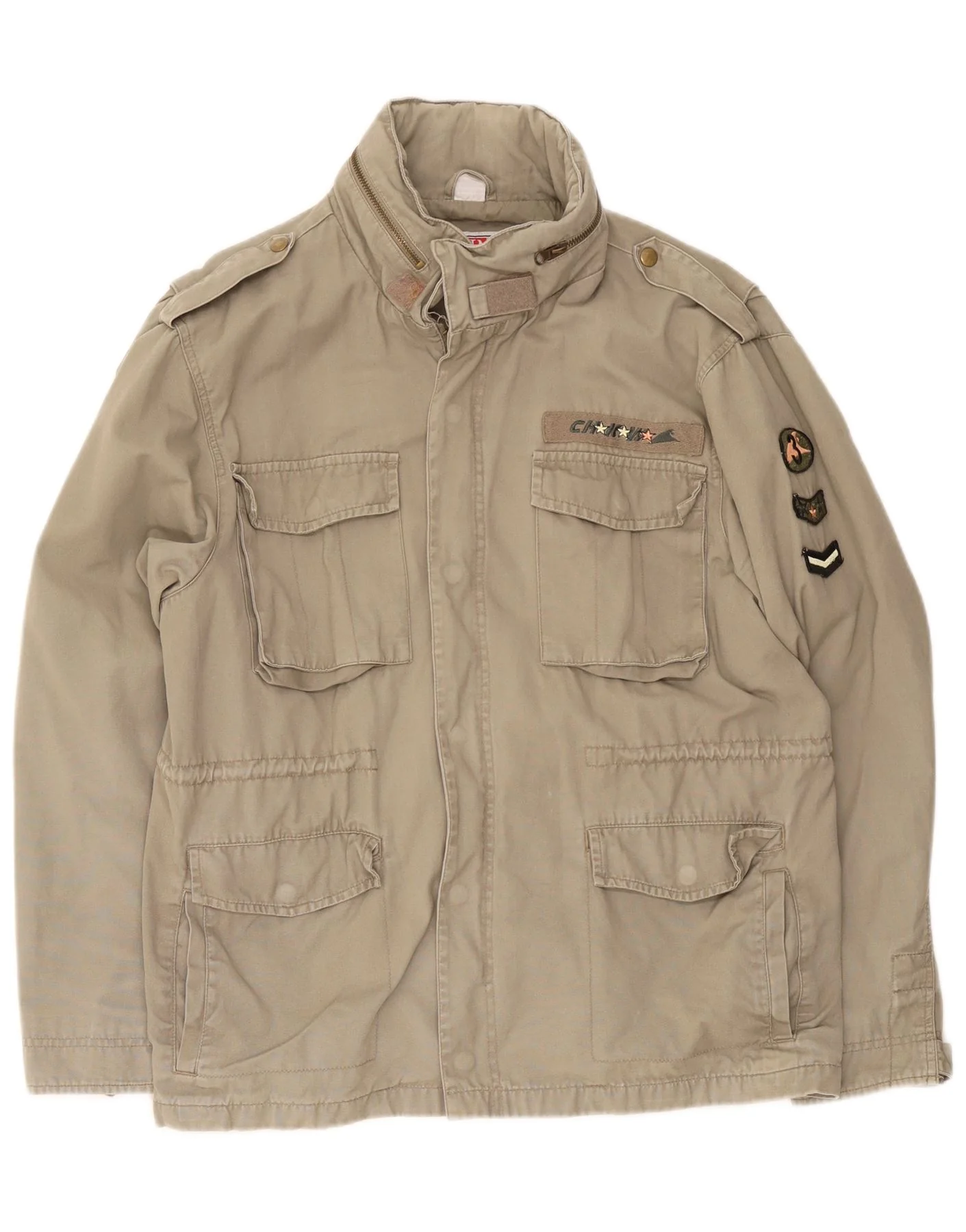 Rainbow Mens Hooded Military Jacket UK 34 XS Khaki Cotton