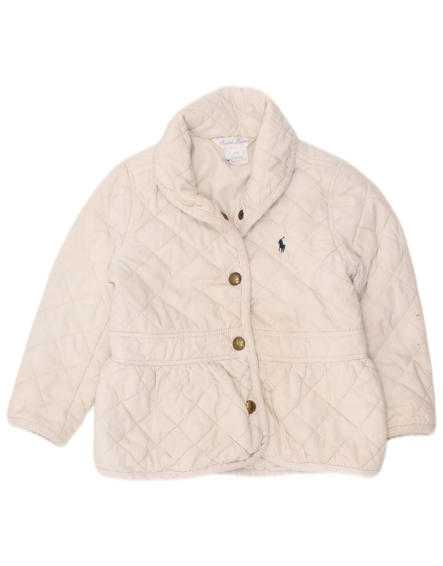 Ralph Lauren Baby Girls Quilted Jacket 18-24 Months White Polyester
