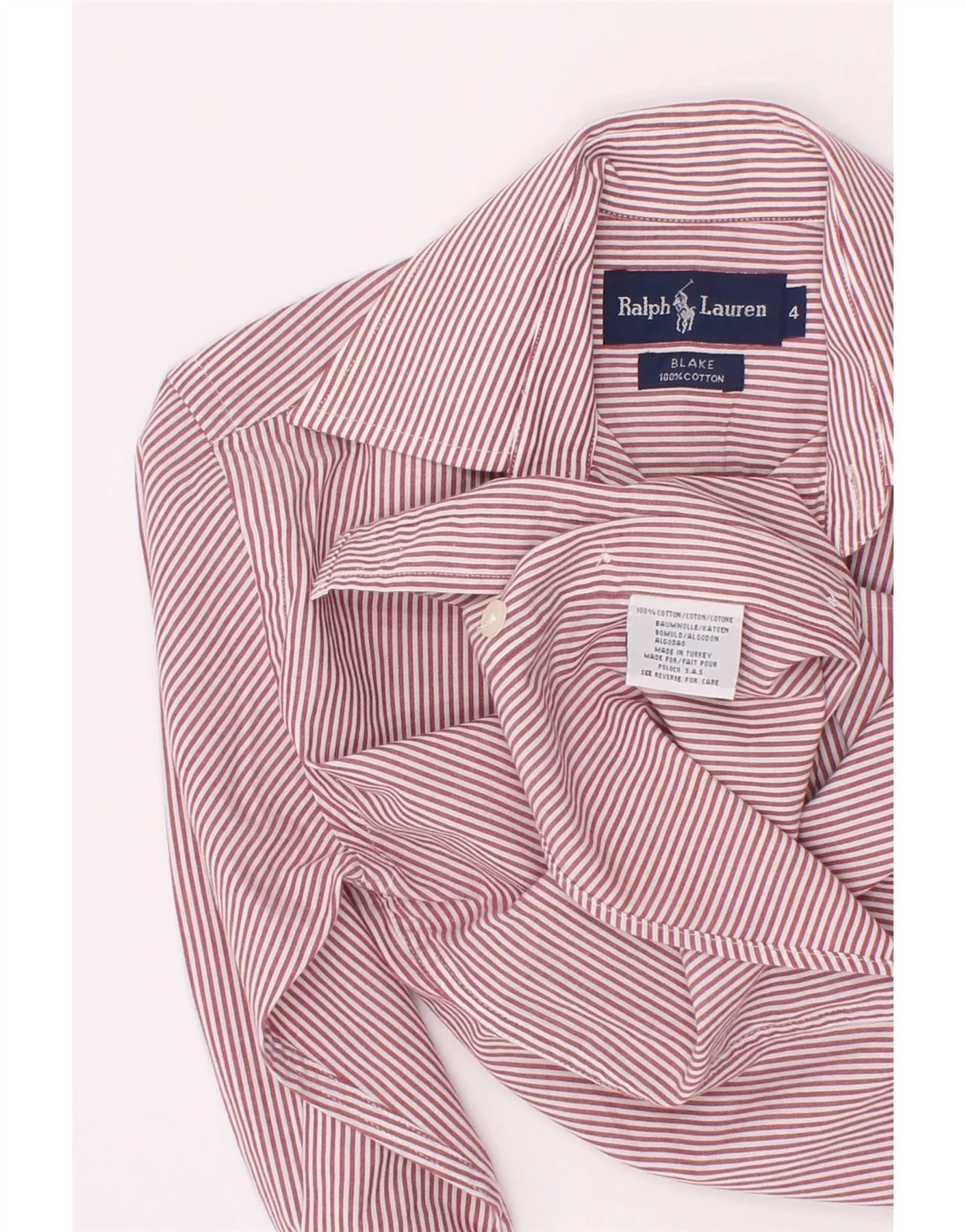 Ralph Lauren Boys Blake Relaxed Fit Shirt 3-4 Years Red Pinstripe Cotton - Image 3