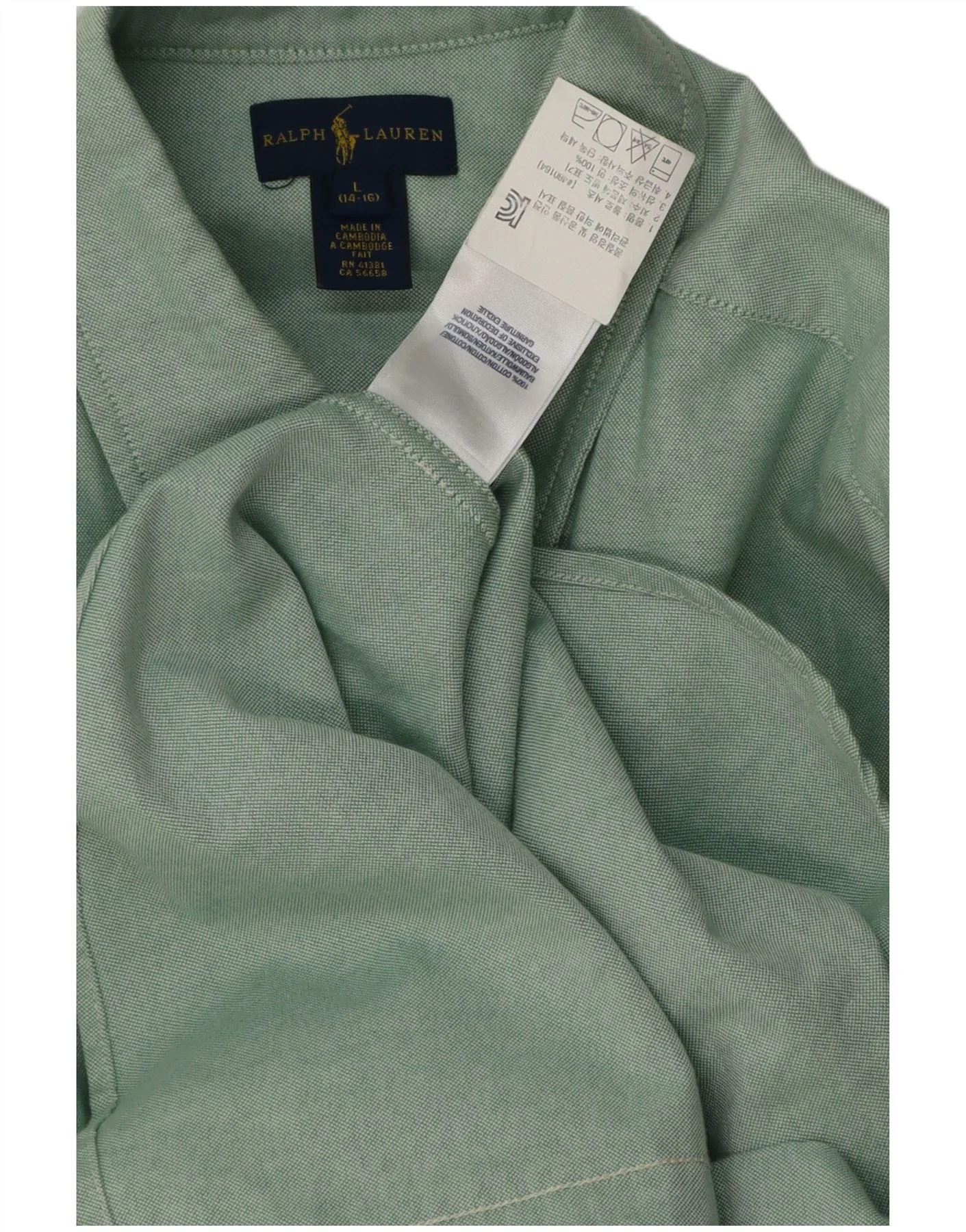 Ralph Lauren Boys Graphic Shirt 14-15 Years Large Green Cotton - Image 3