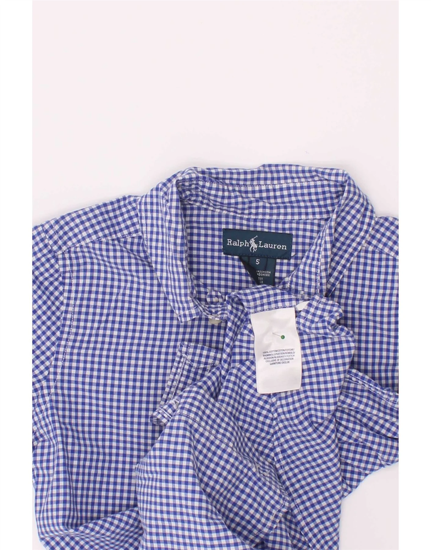 Ralph Lauren Boys Short Sleeve Shirt 4-5 Years Blue Gingham Cotton - Image 3
