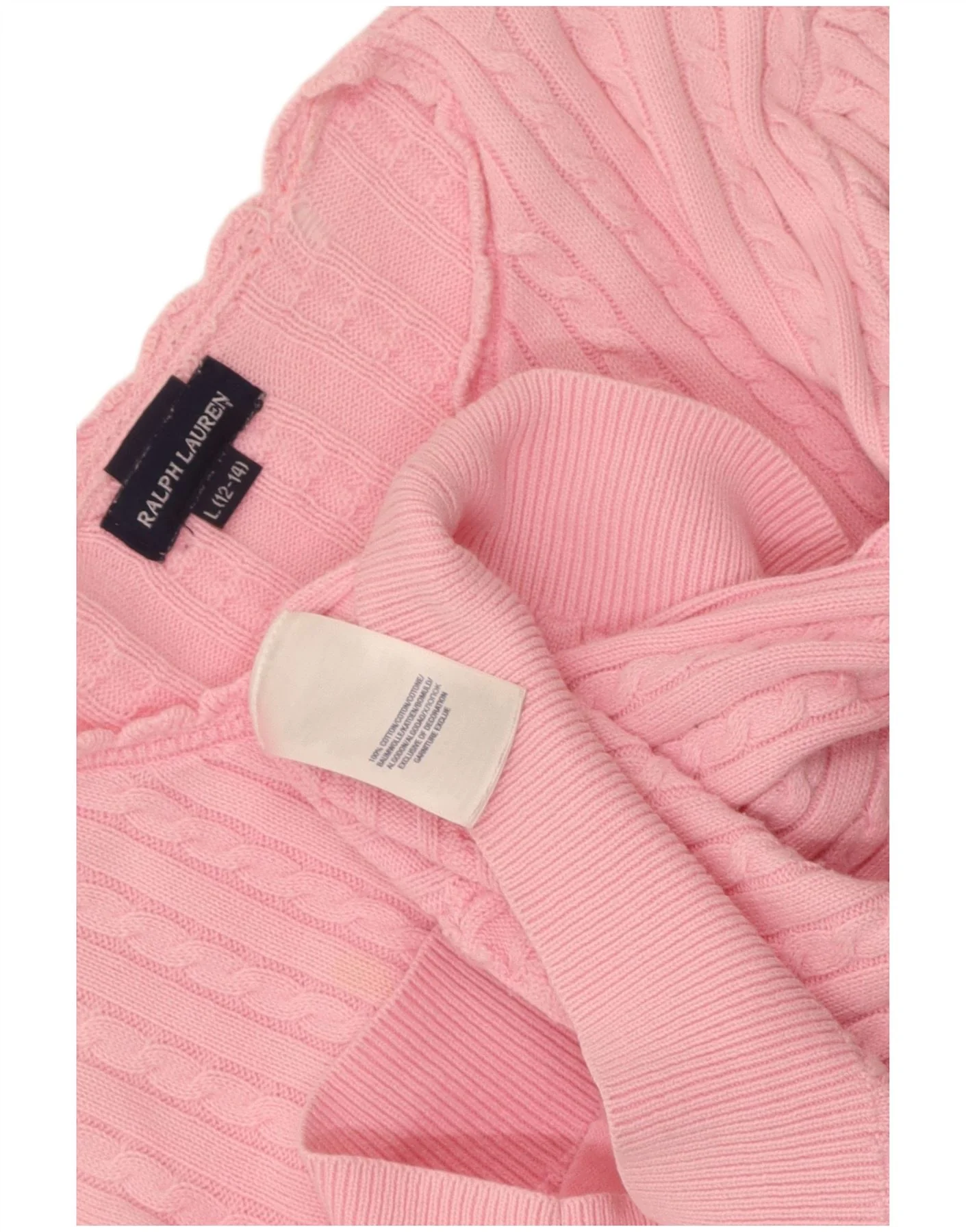 Ralph Lauren Girls Crop Cardigan Sweater 12-13 Years Large Pink Cotton - Image 5