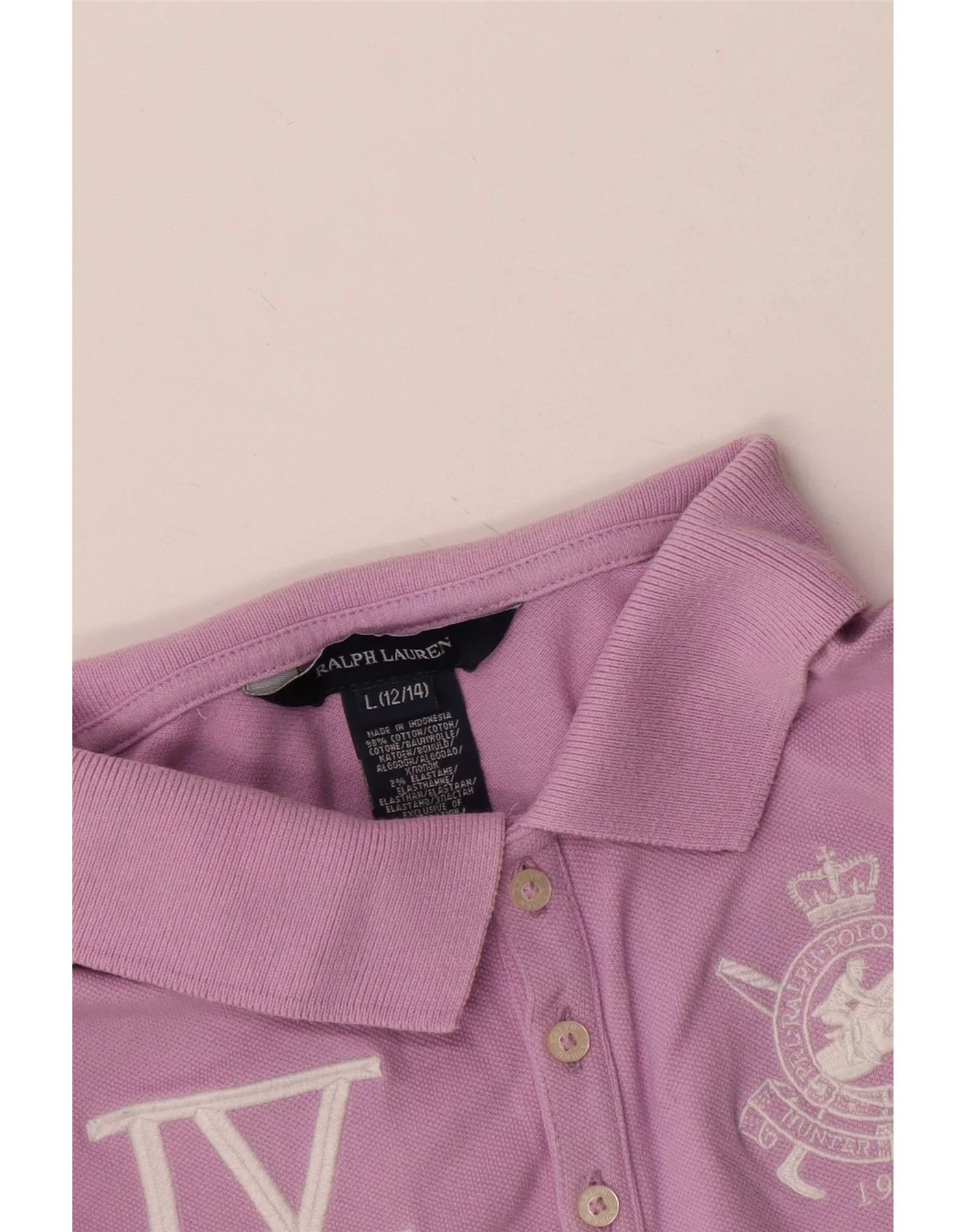 Ralph Lauren Girls Graphic Polo Shirt 12-13 Years Large Pink Cotton - Image 3