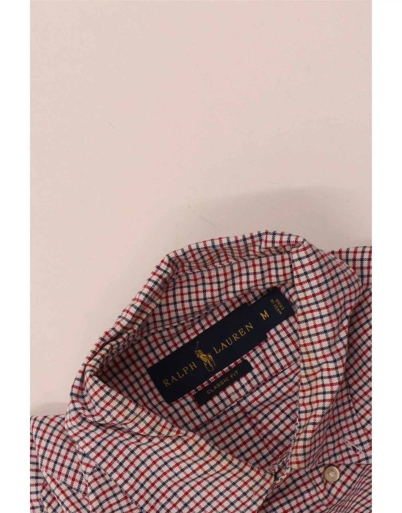 Ralph Lauren Mens Classic Fit Flannel Shirt Medium Red Gingham Cotton - Image 3