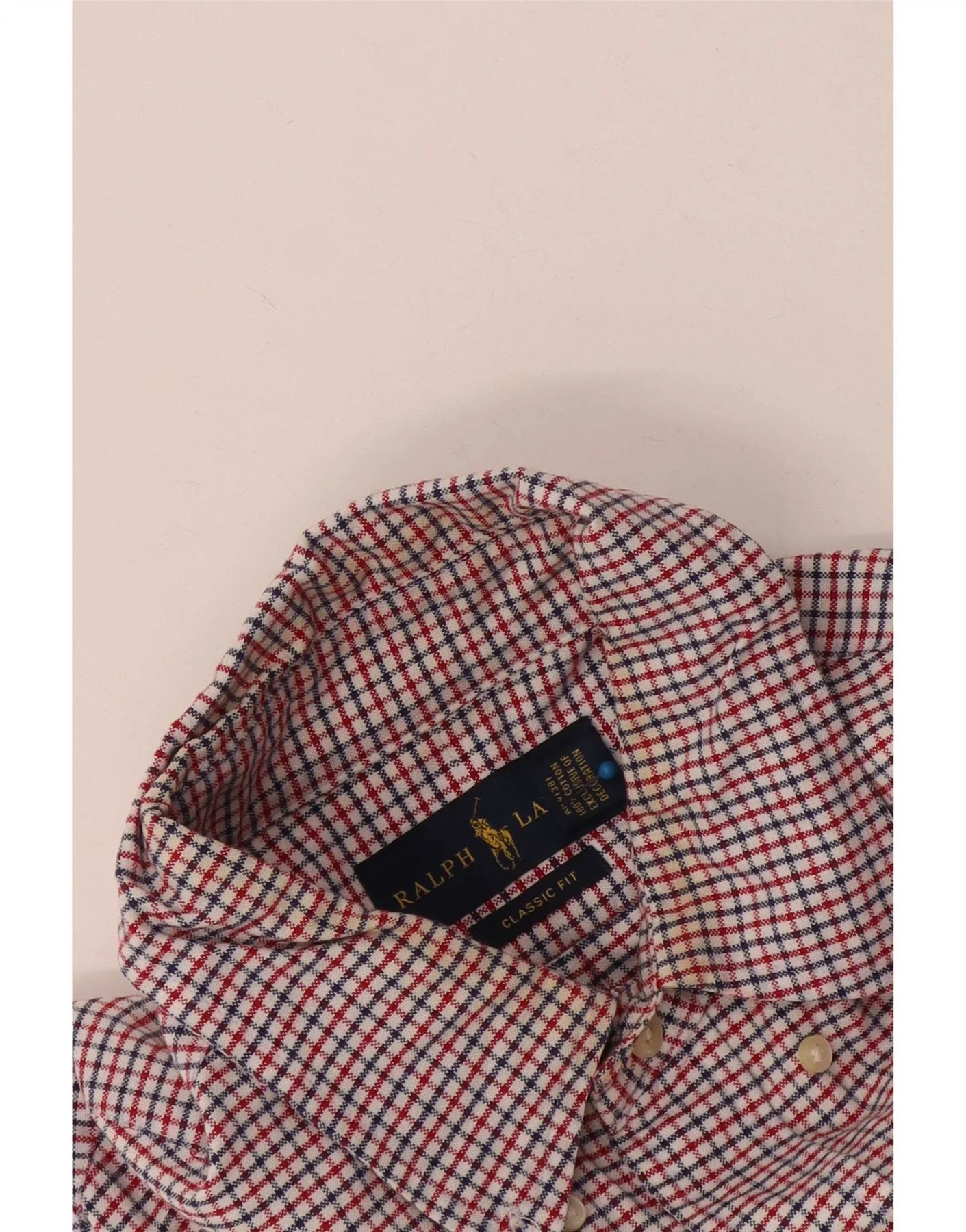 Ralph Lauren Mens Classic Fit Flannel Shirt Medium Red Gingham Cotton - Image 4