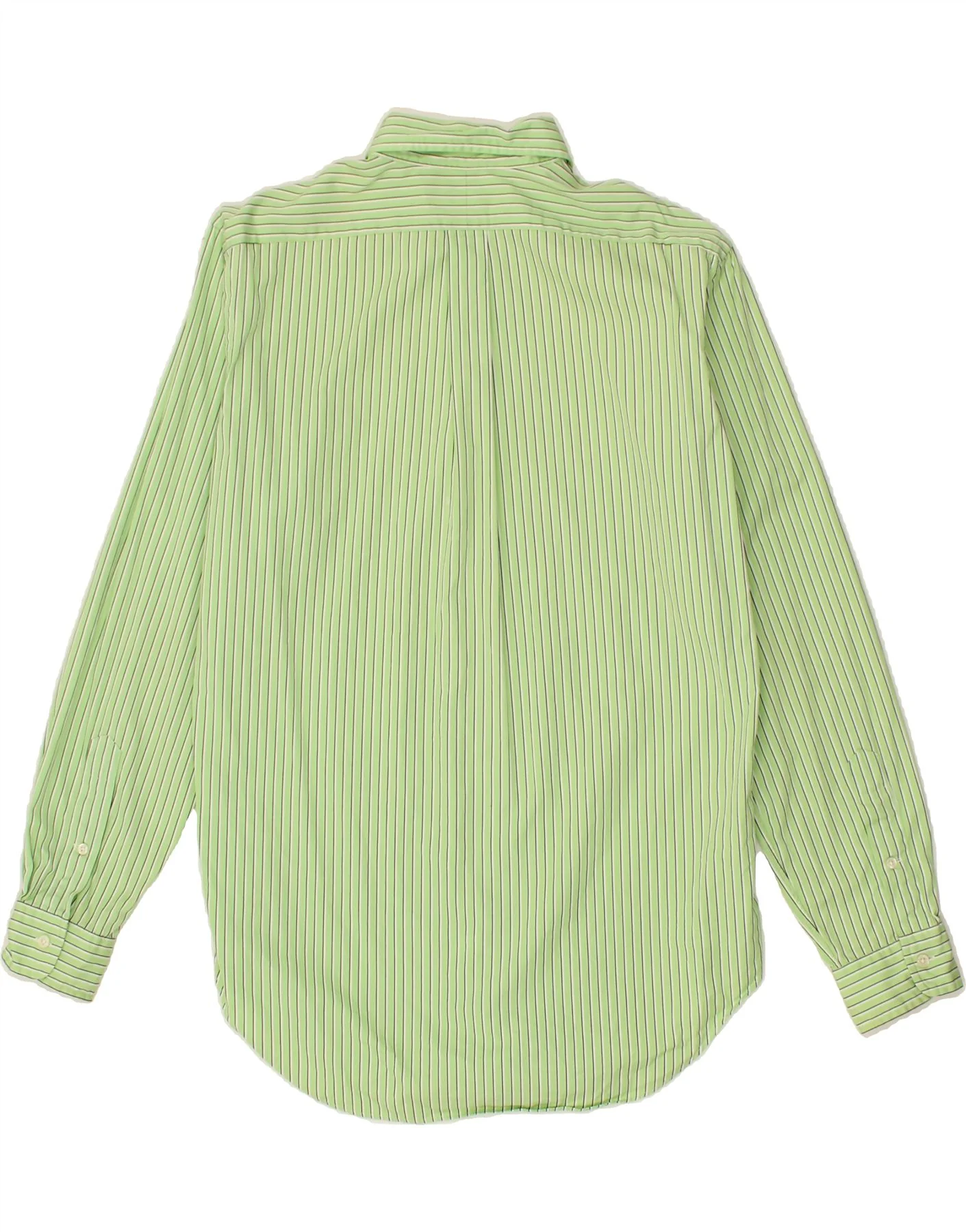 RALPH LAUREN Mens Classic Fit Shirt Medium Green Striped Cotton - Image 2
