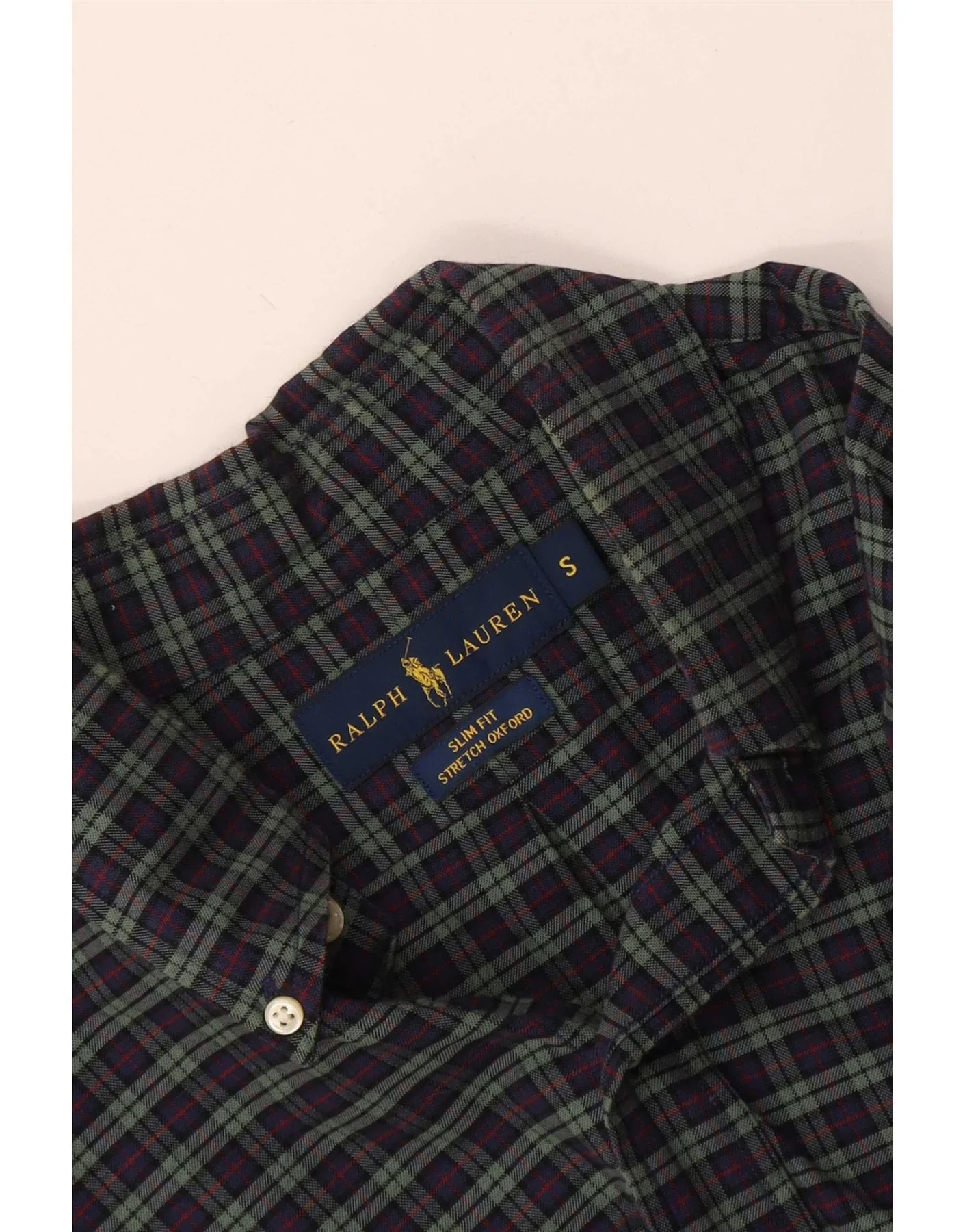 Ralph Lauren Mens Stretch Oxford Slim Fit Shirt Small Navy Blue Check - Image 3