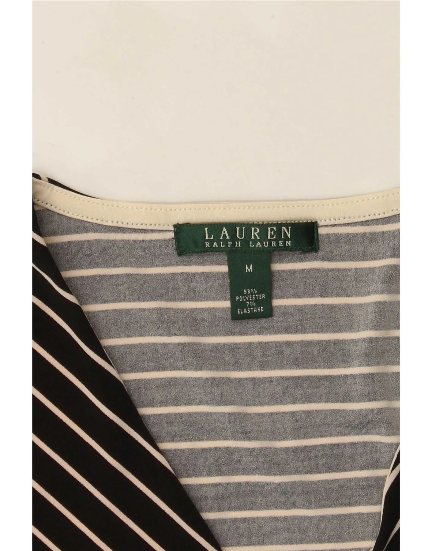 Ralph Lauren Womens 3/4 Sleeve Tunic Top UK 12 Medium Black Chevron - Image 3