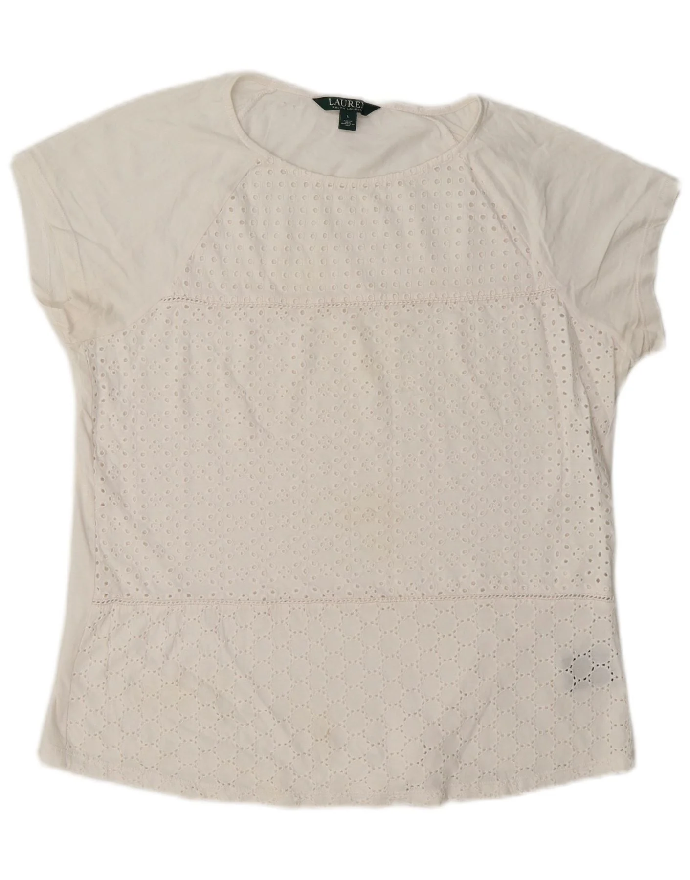 Ralph Lauren Womens Blouse Top UK 16 Large White Cotton