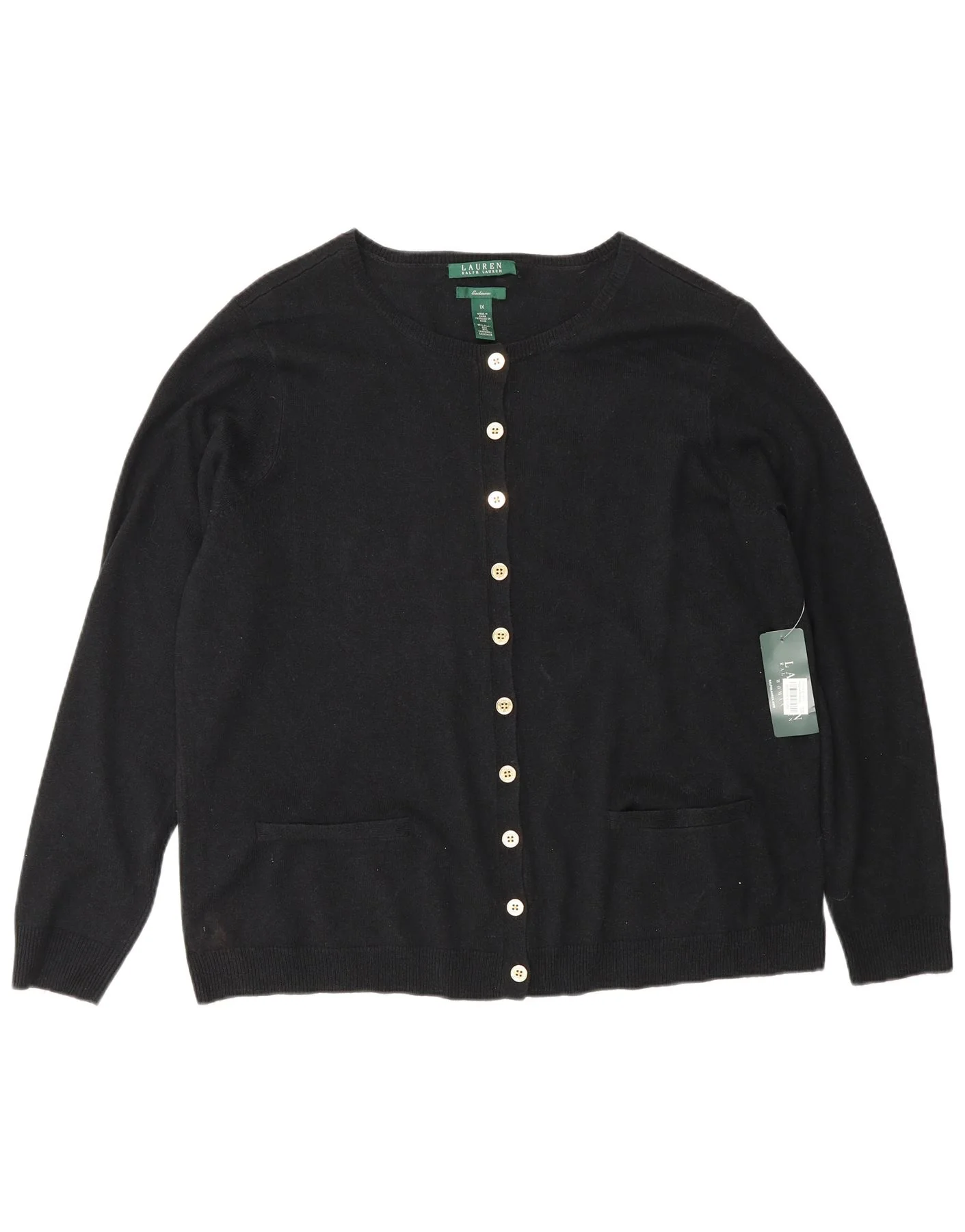 Ralph Lauren Womens Cardigan Sweater UK 18 XL Black Silk