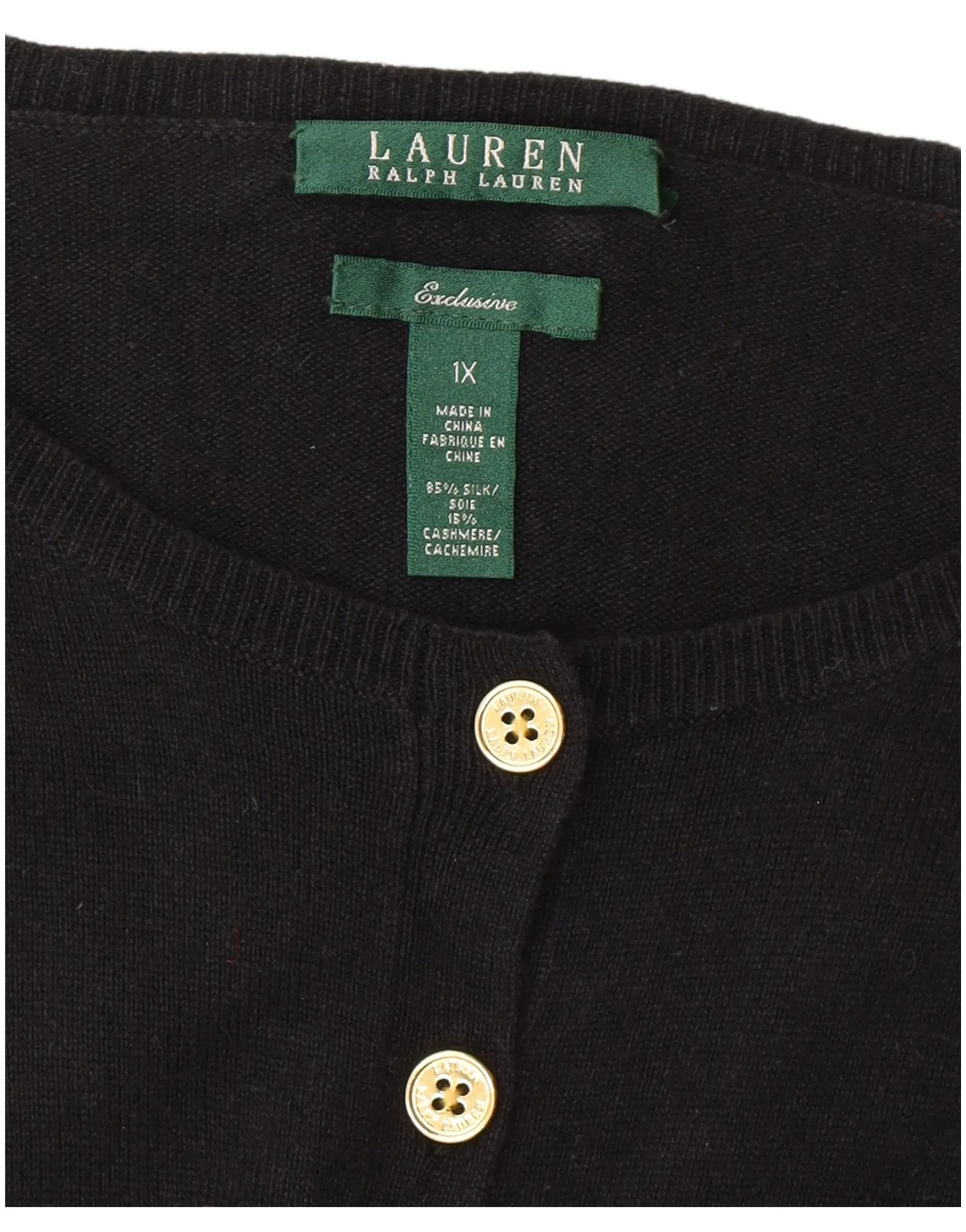 Ralph Lauren Womens Cardigan Sweater UK 18 XL Black Silk - Image 3