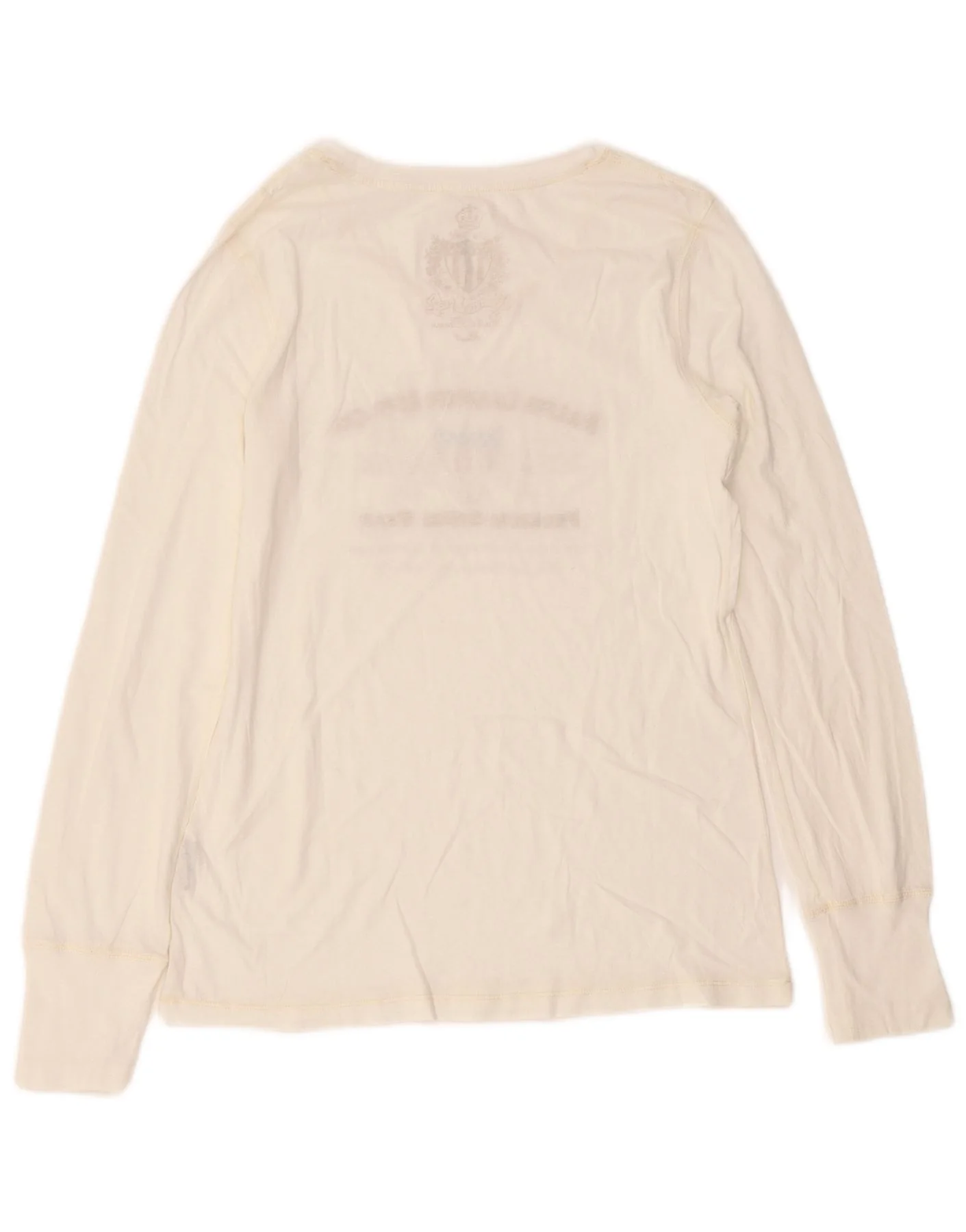 Ralph Lauren Womens Graphic Top Long Sleeve UK 8 Small White - Image 2