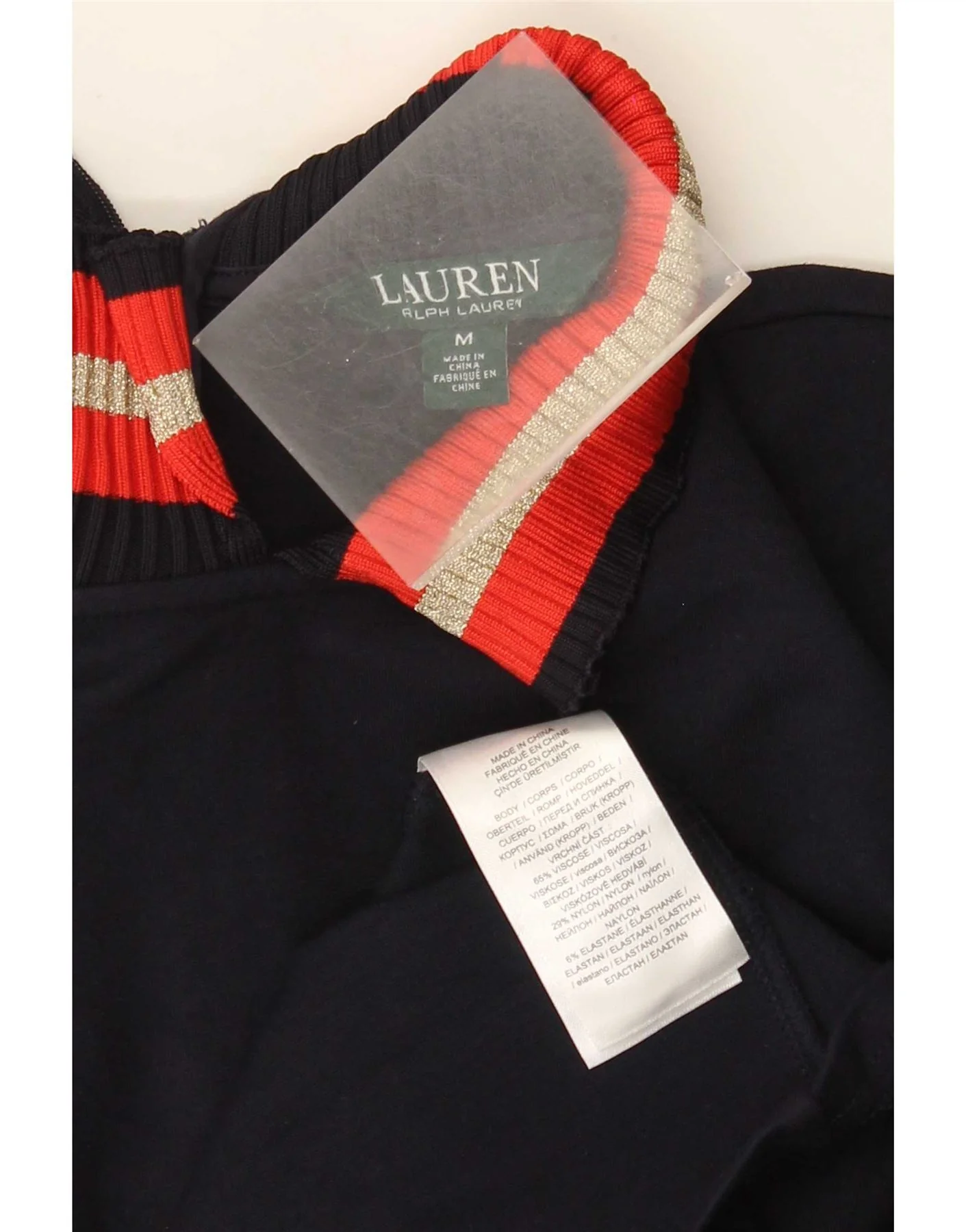 Ralph Lauren Womens Jumper Dress UK 12 Medium Navy Blue Colourblock - Image 3