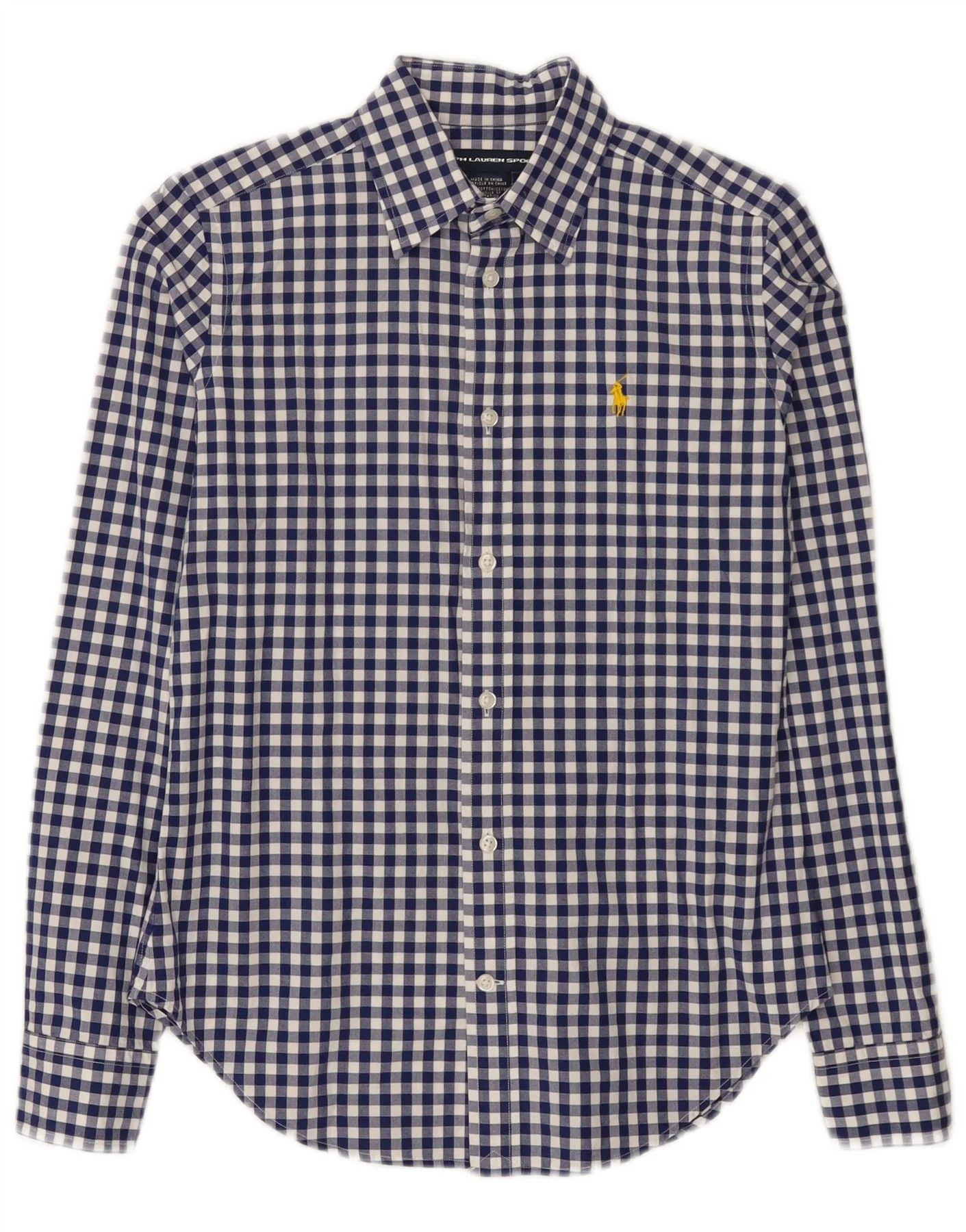 Ralph Lauren Womens Shirt US 6 Medium Blue Gingham Cotton
