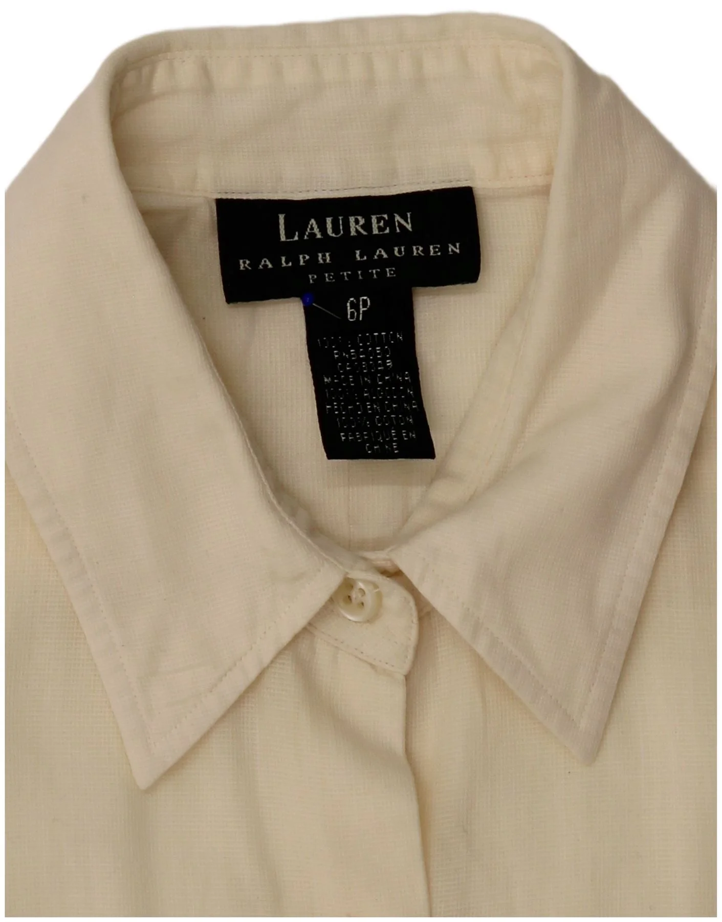 Ralph Lauren Womens Shirt US 6 Medium Off White Cotton - Image 3