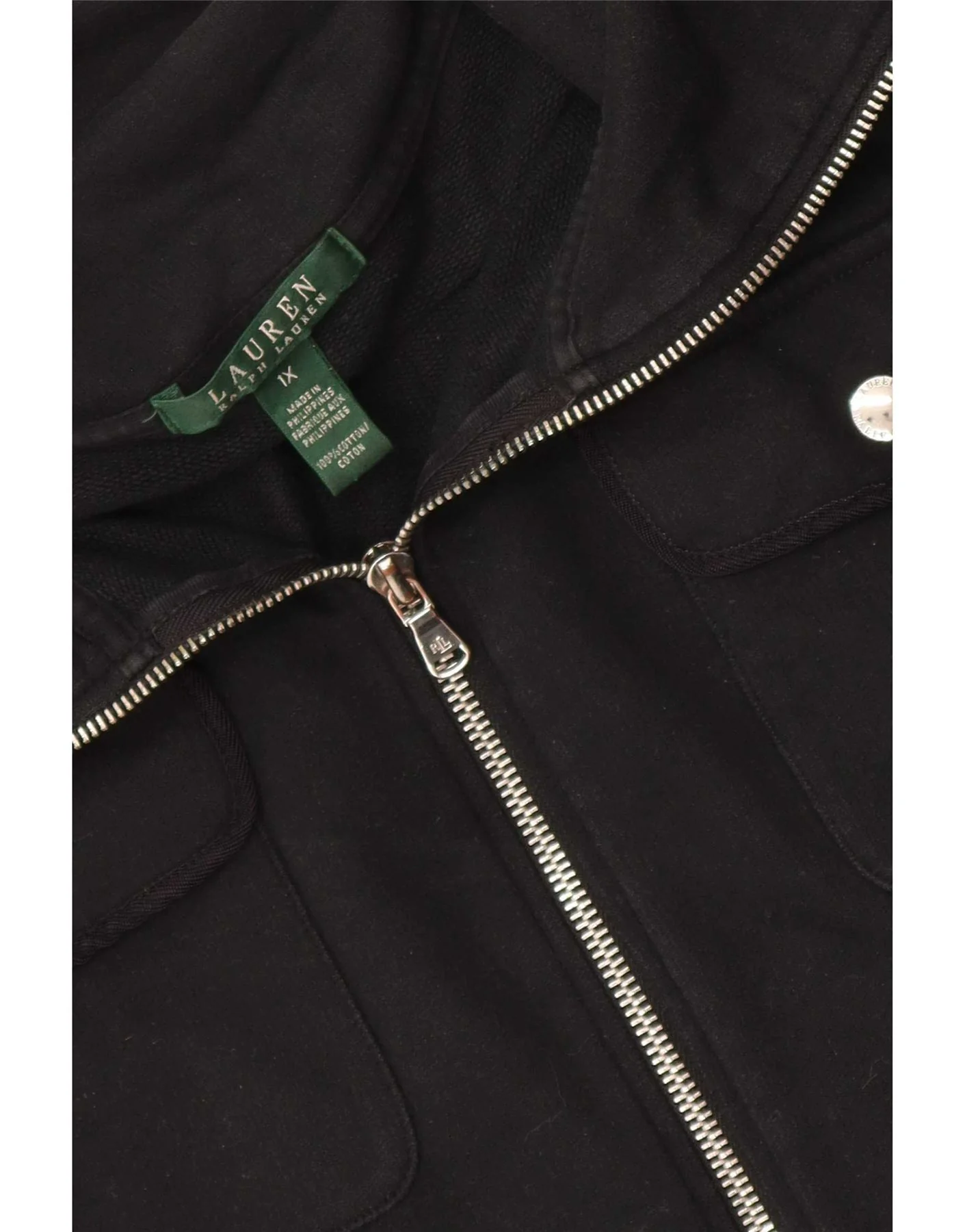 Ralph Lauren Womens Tracksuit Top Jacket UK 18 XL Black Cotton - Image 3