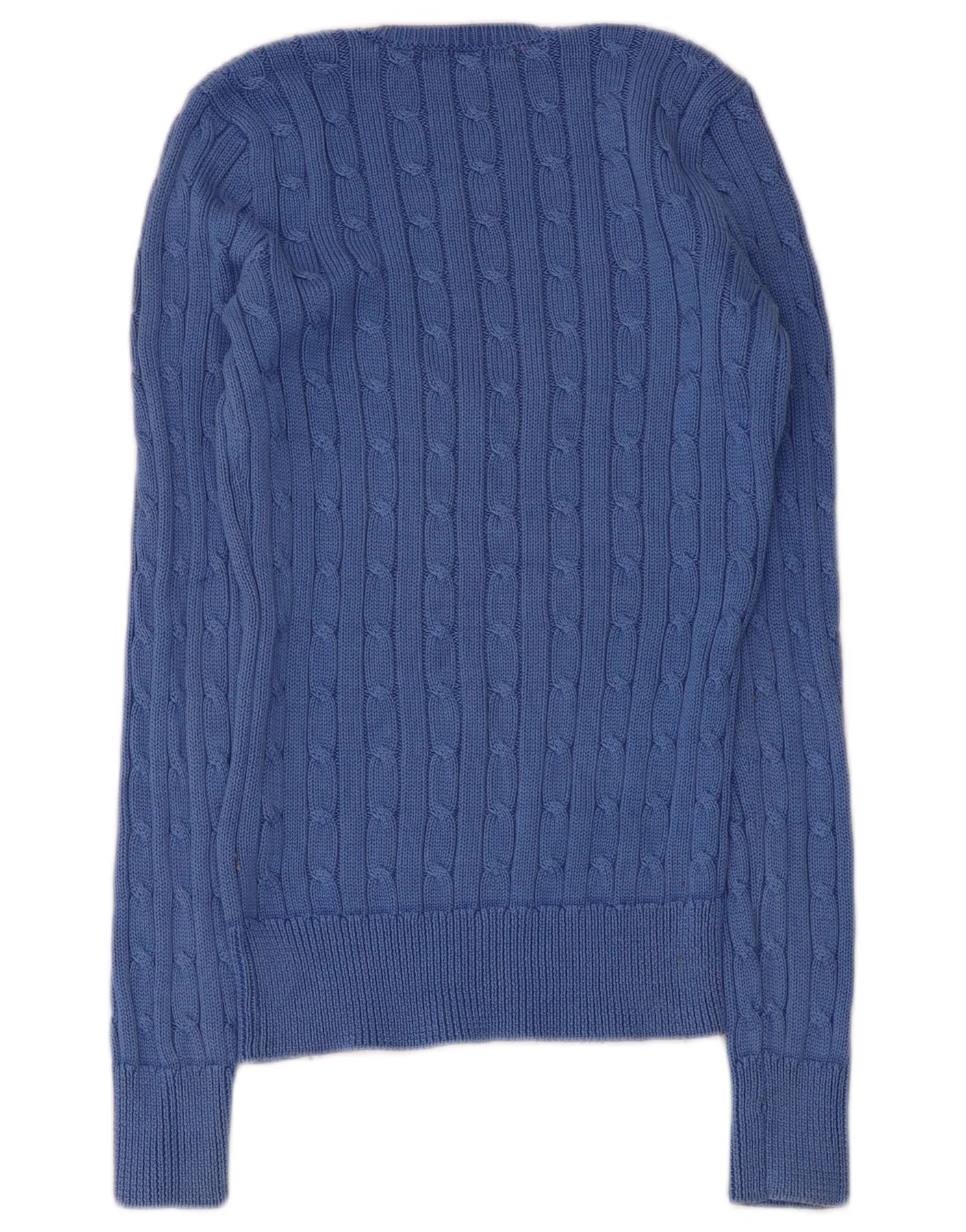 Ralph Lauren Womens V-Neck Jumper Sweater UK 8 Small Blue Cotton - Image 2