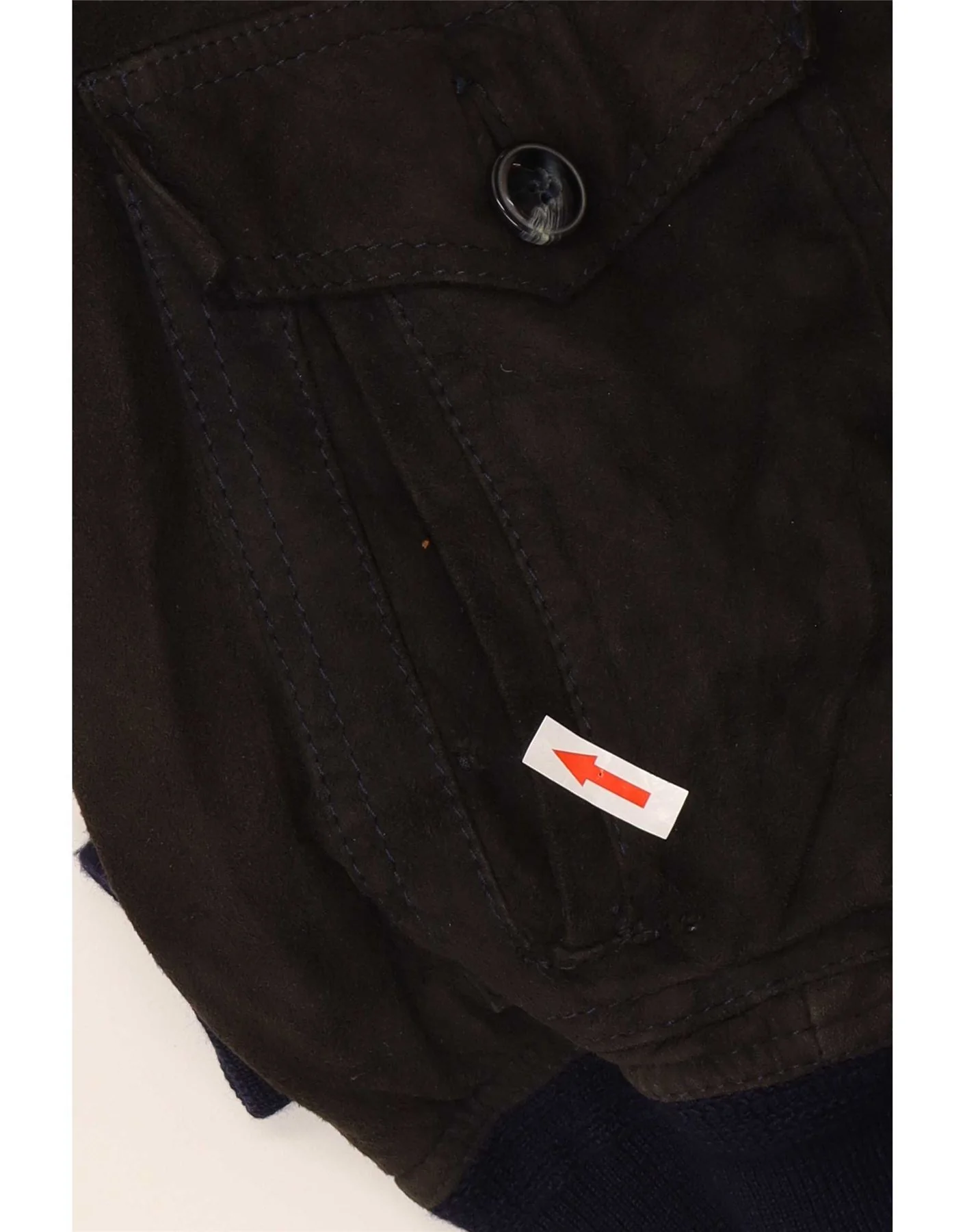 Reda Womens Suede Bomber Jacket UK 10 Small Black Colourblock Leather - Image 3