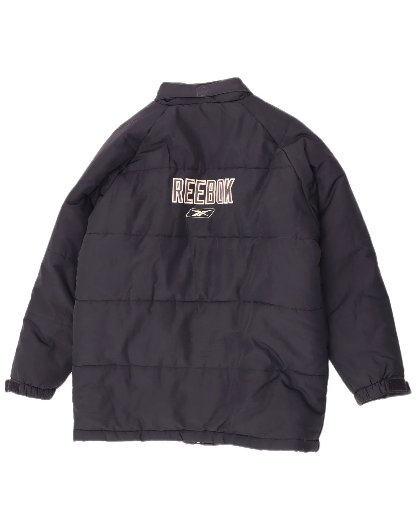 Reebok Boys Graphic Hooded Padded Jacket 13-14 Years XL Navy Blue Polyester - Image 2