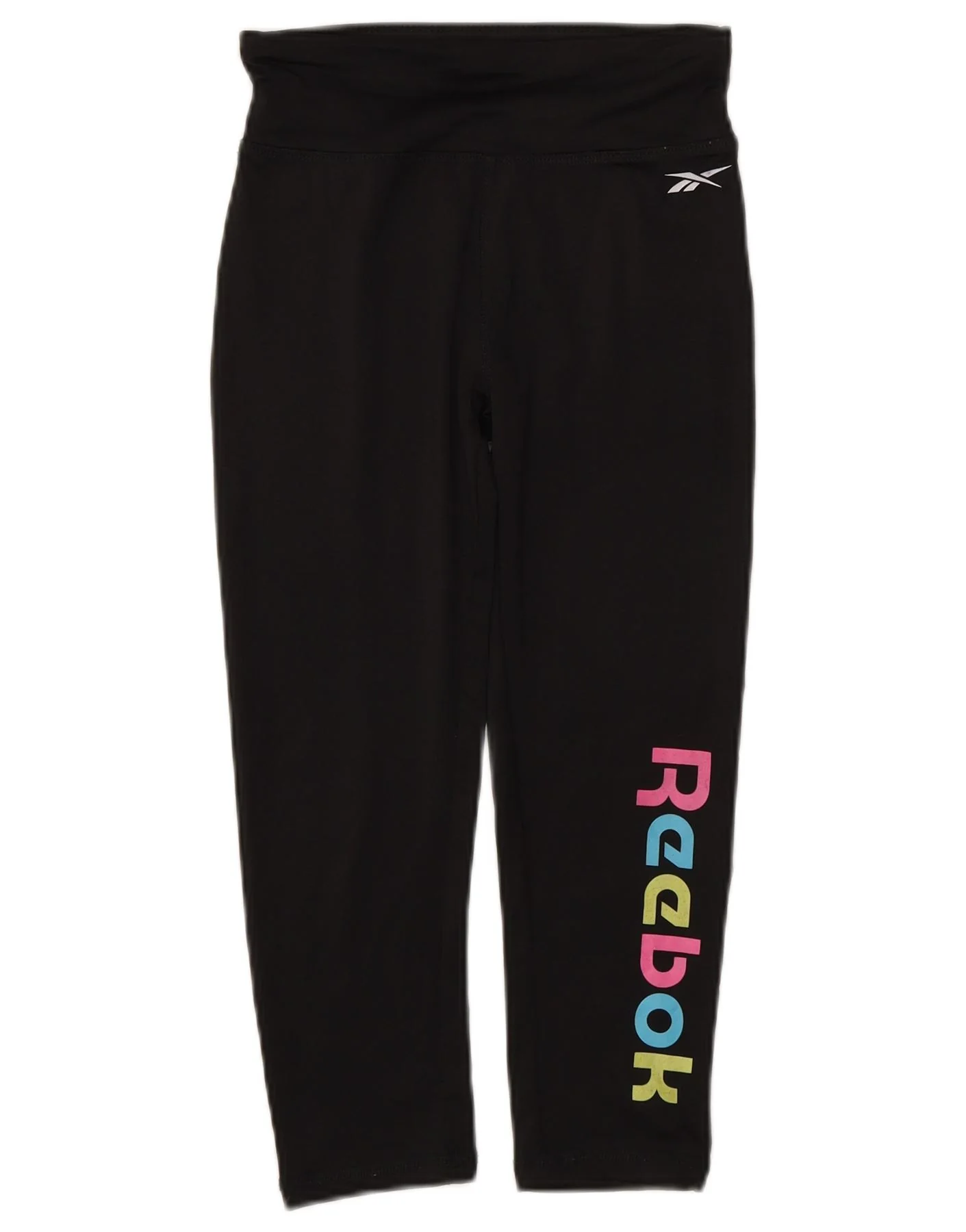Reebok Girls Capri Graphic Leggings 10-11 Years Black Polyester