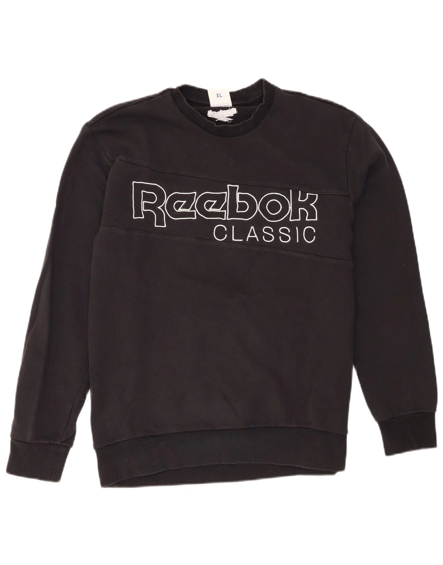 Reebok Womens Classic Graphic Sweatshirt Jumper UK 18 XL Black Cotton