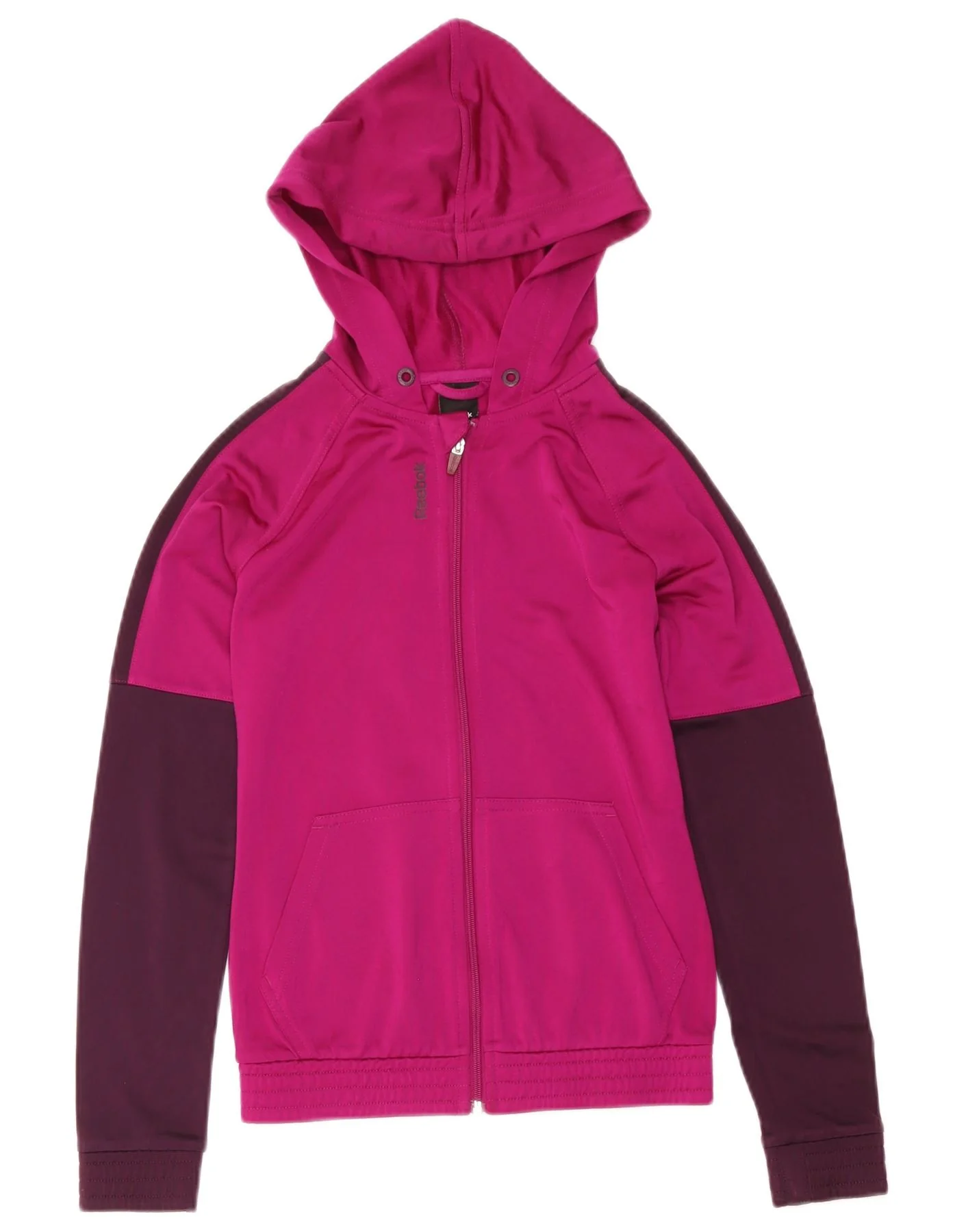 Reebok Womens Zip Hoodie Sweater UK 4/6 XS Pink Colourblock