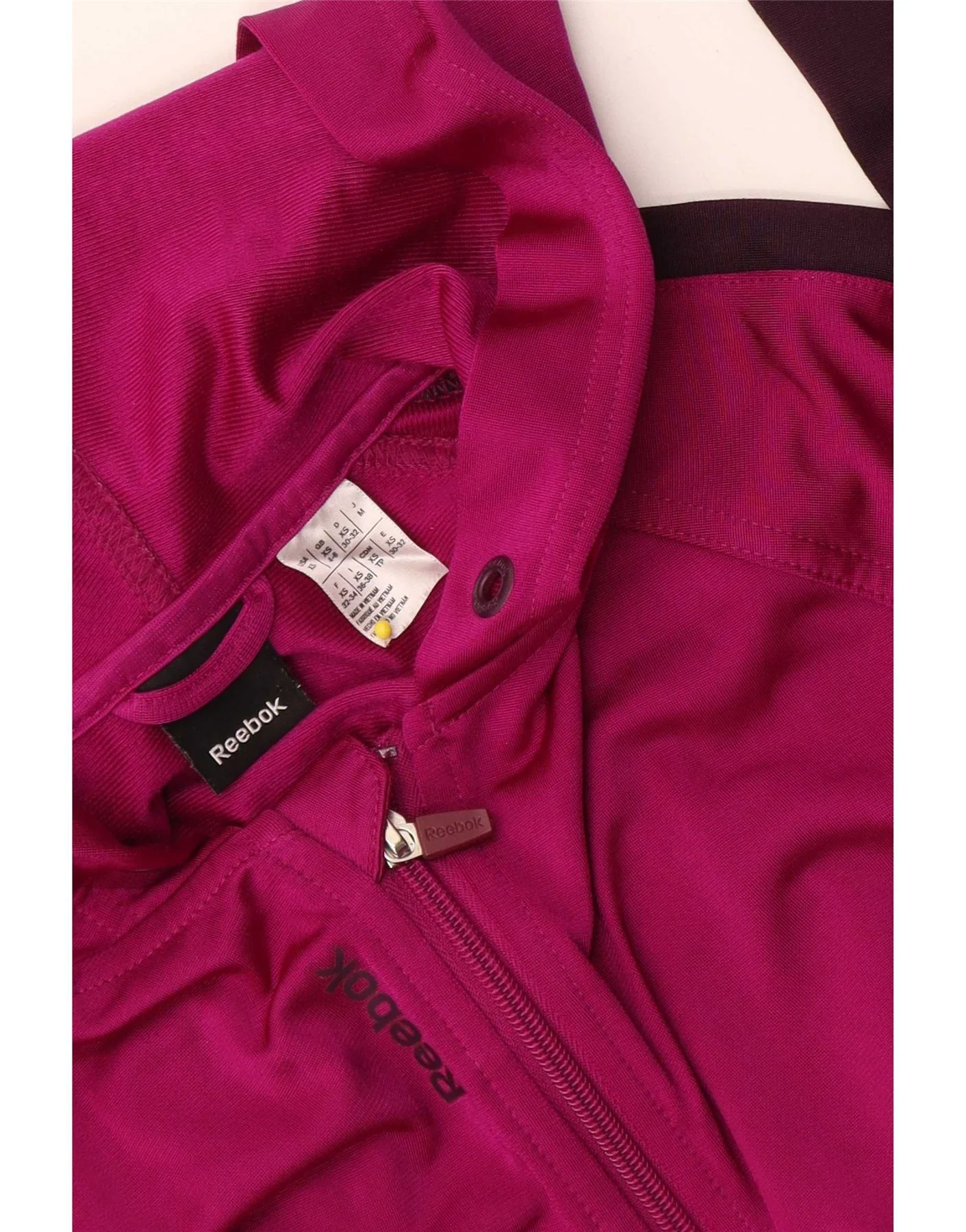 Reebok Womens Zip Hoodie Sweater UK 4/6 XS Pink Colourblock - Image 4