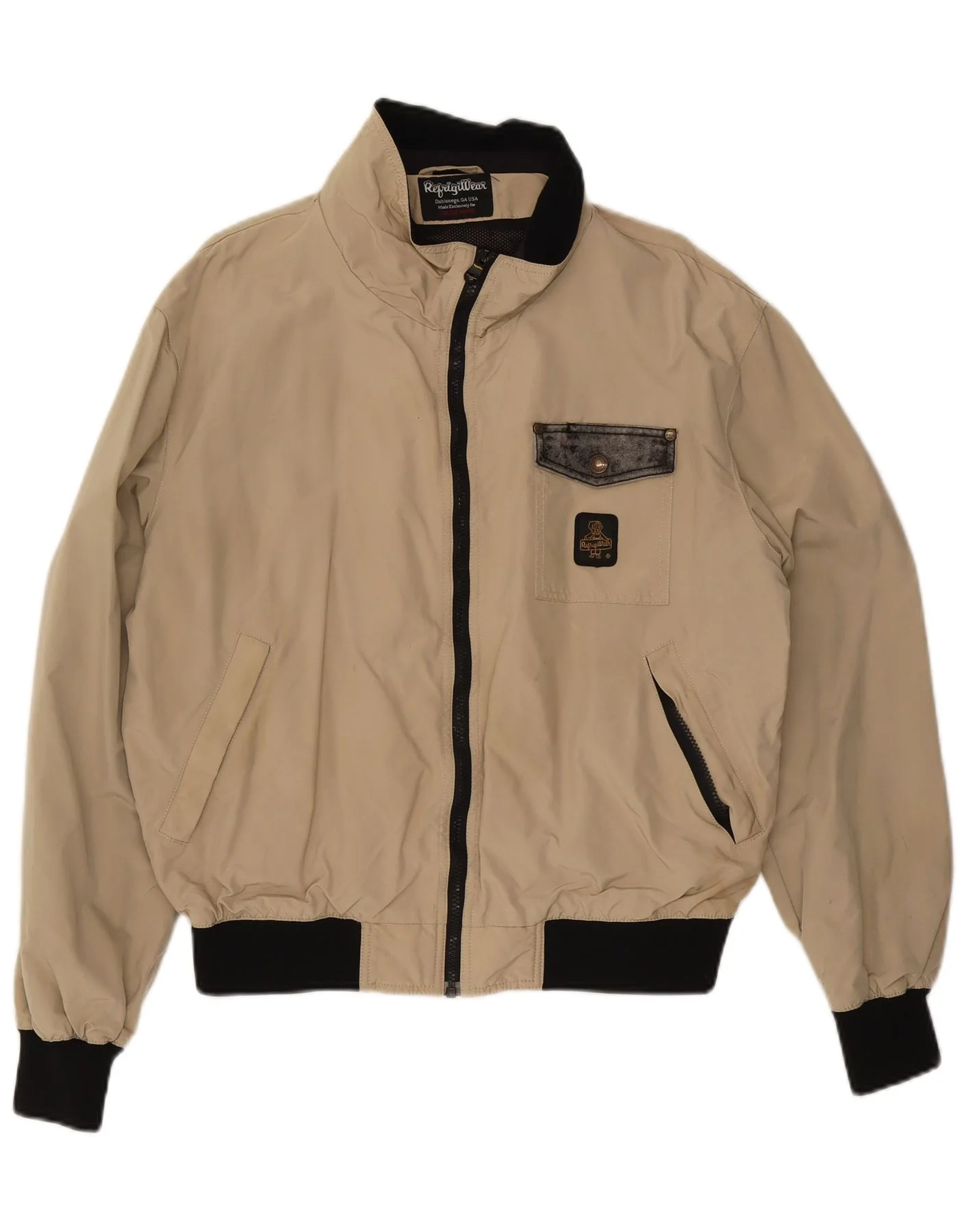 Refrigiwear Mens Bomber Rain Jacket UK 42 2XL Beige Colourblock
