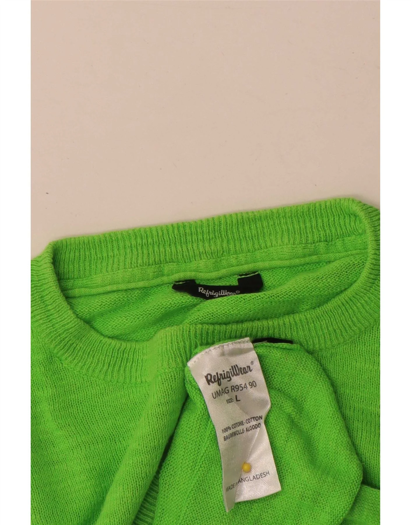 Refrigiwear Mens Crew Neck Jumper Sweater Large Green Flecked Cotton - Image 3