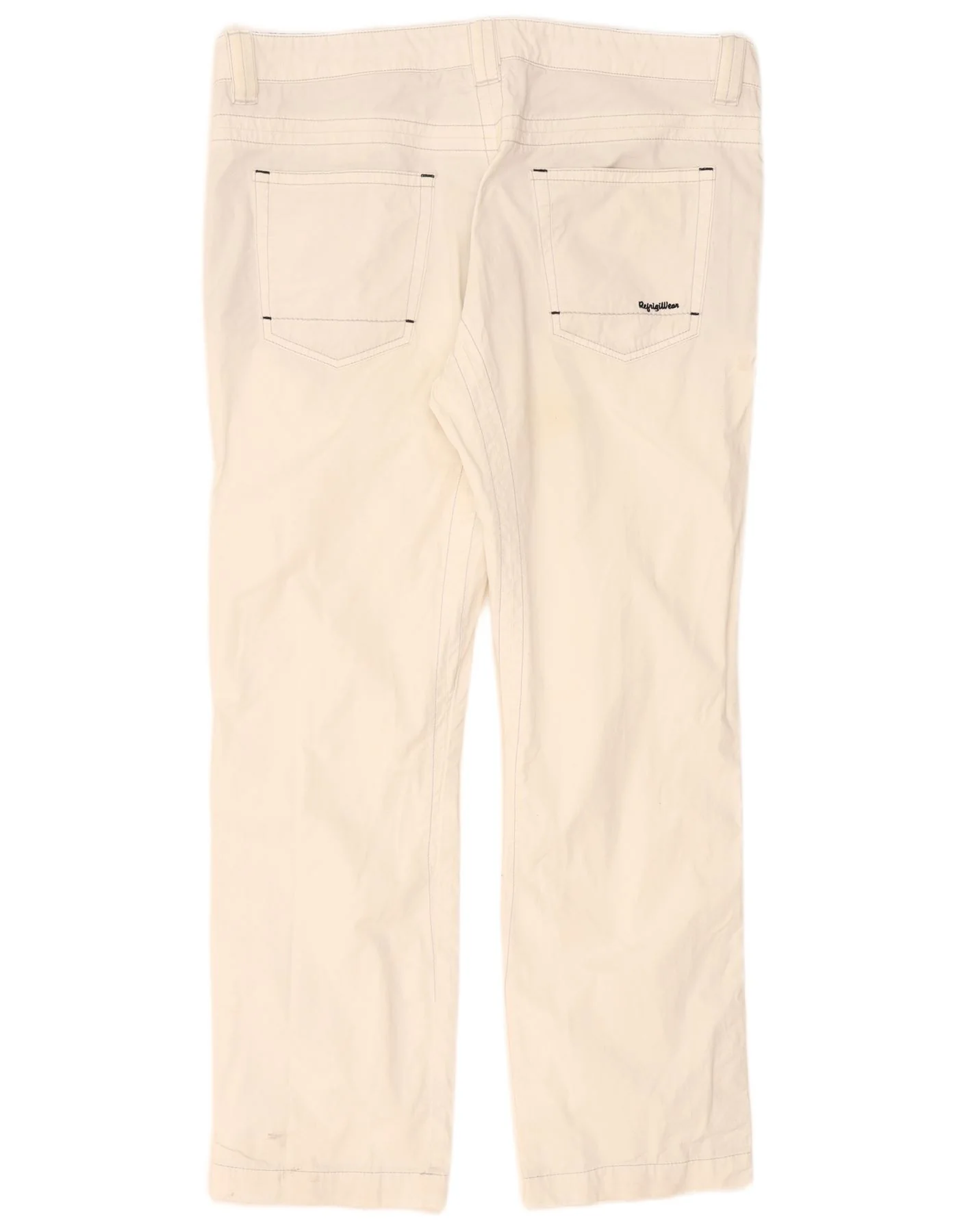 Refrigiwear Mens Straight Casual Trousers W36 L30 White Cotton - Image 2