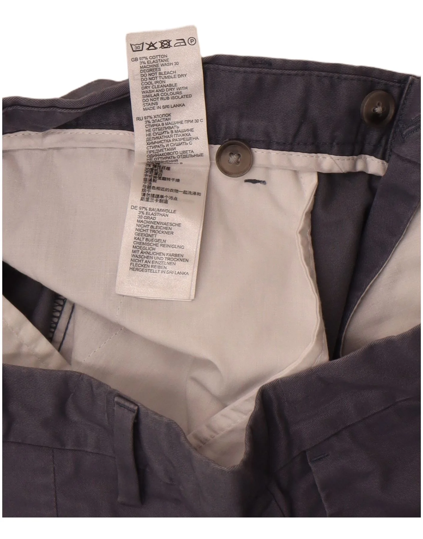 Reiss Mens Chino Shorts W34 Large Navy Blue Cotton - Image 3