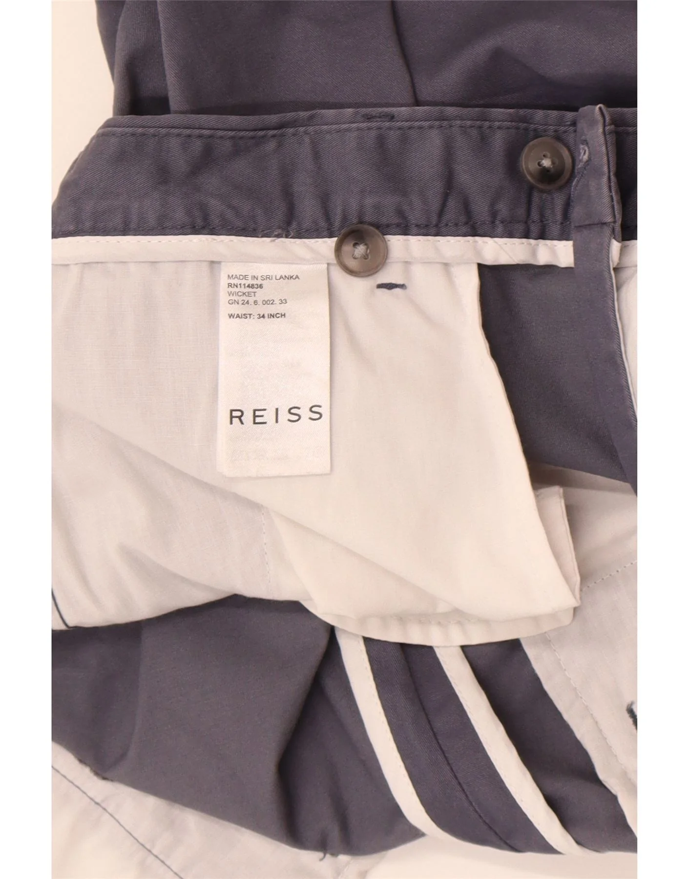 Reiss Mens Chino Shorts W34 Large Navy Blue Cotton - Image 4