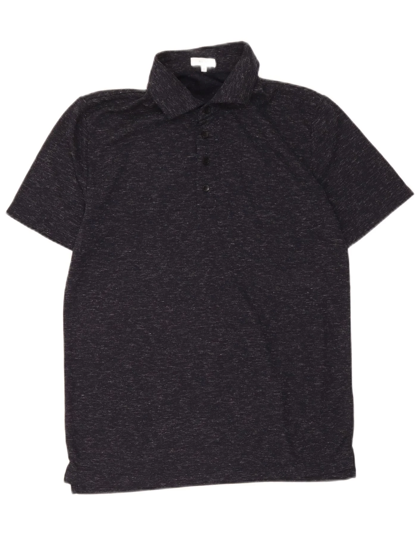 Reiss Mens Polo Shirt Medium Navy Blue Flecked Polyester