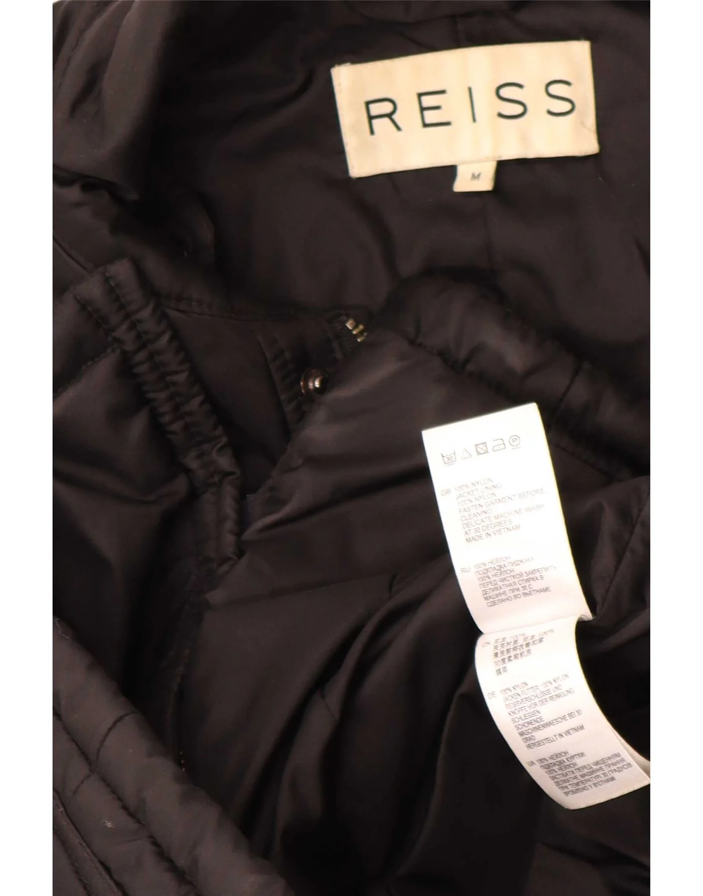 Reiss Mens Quilted Jacket UK 38 Medium Black Nylon - Image 3