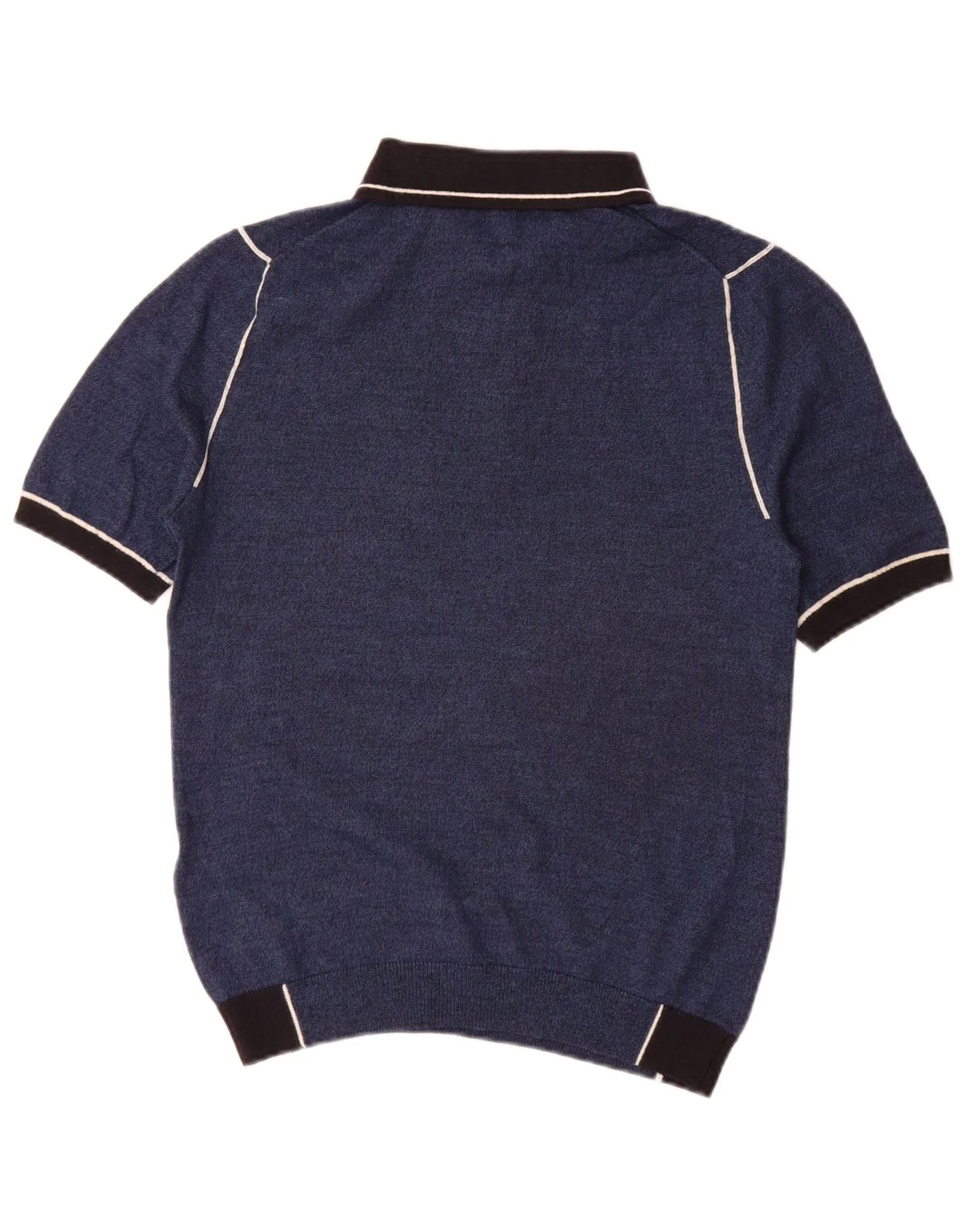 Reiss Mens Short Sleeve Polo Neck Jumper Sweater Small Blue Colourblock - Image 2