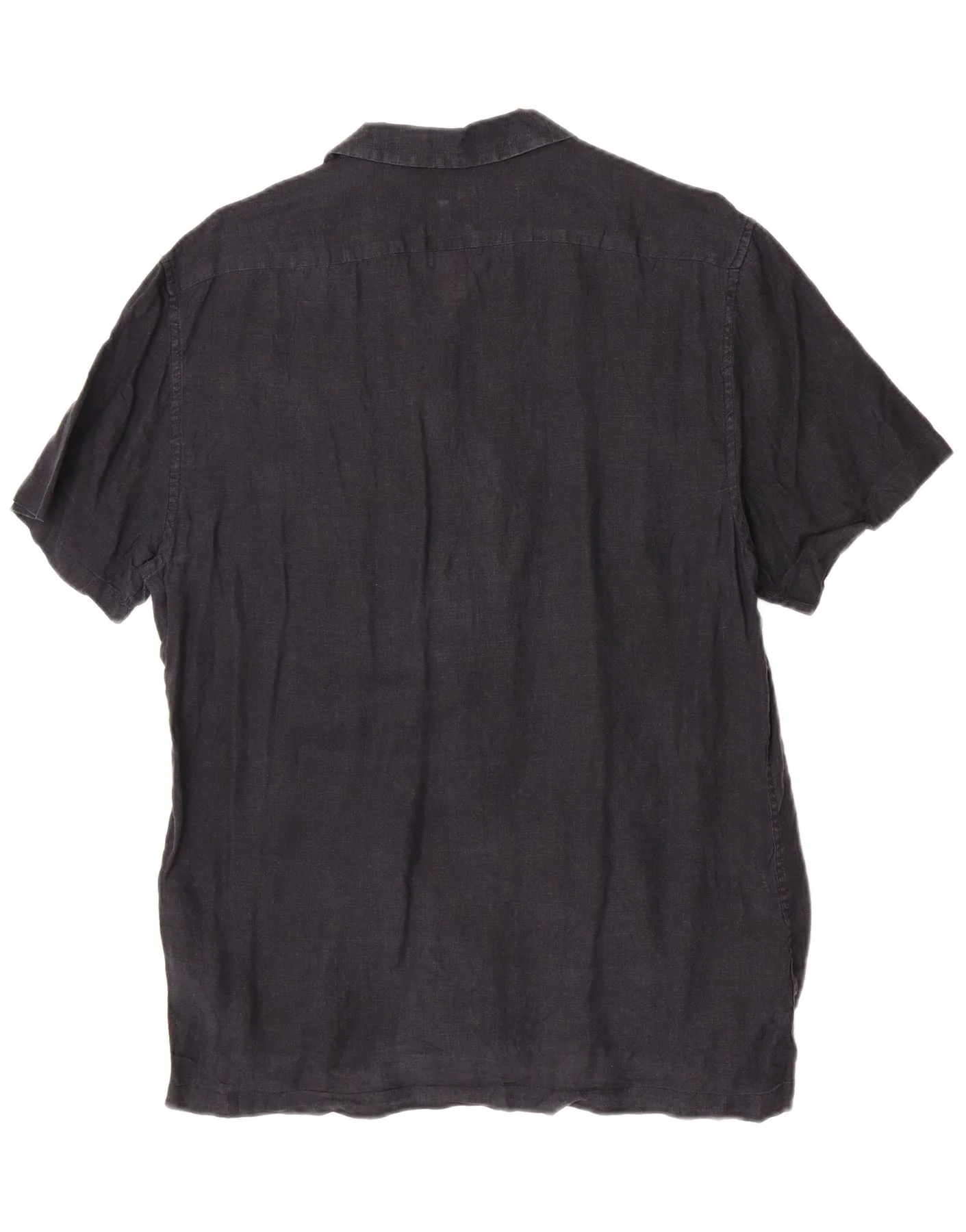 Reiss Mens Short Sleeve Regular Fit Shirt Large Navy Blue Linen - Image 2