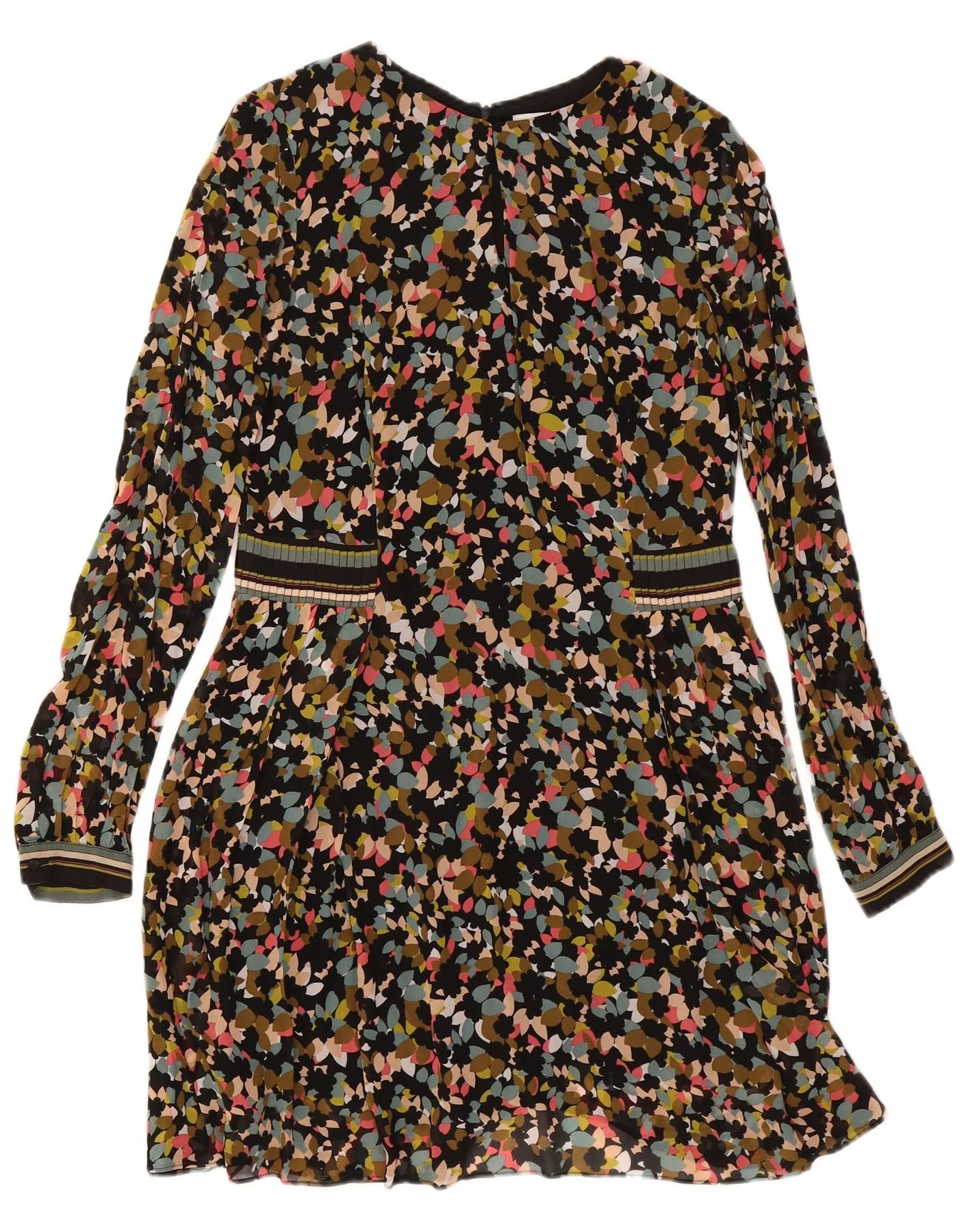 Reiss Womens Long Sleeve A-Line Dress UK 10 Small Multicoloured Floral