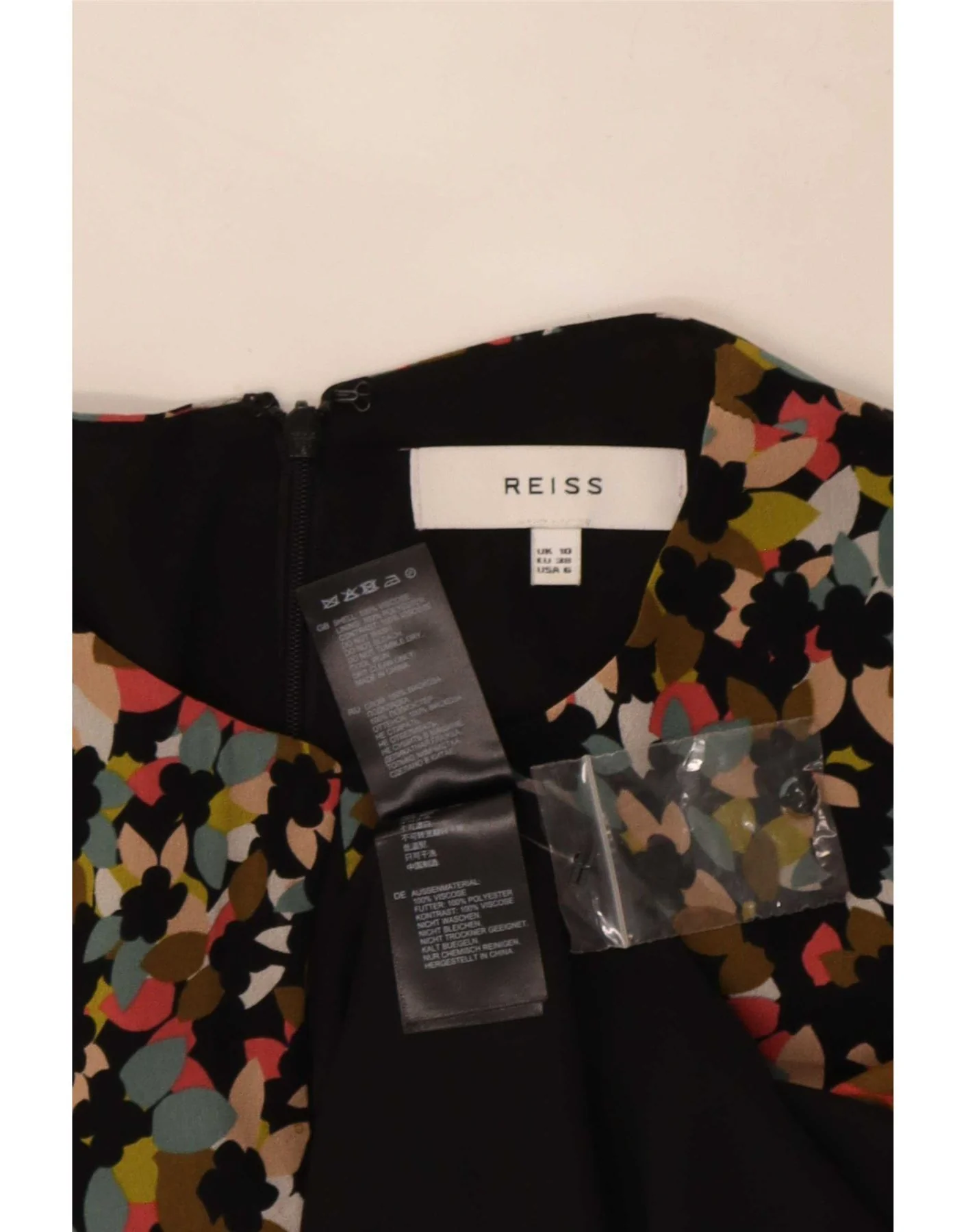 Reiss Womens Long Sleeve A-Line Dress UK 10 Small Multicoloured Floral - Image 3