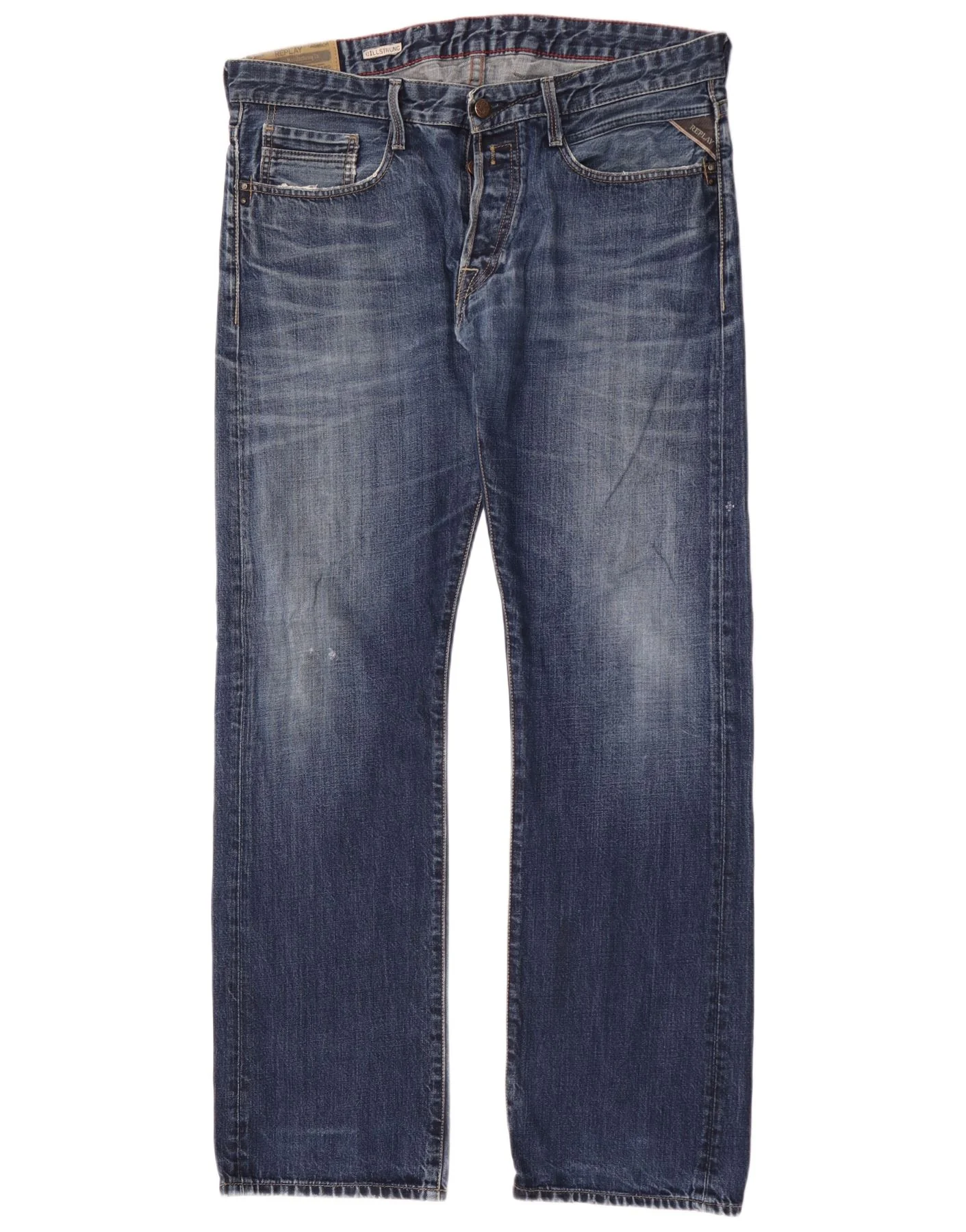 Replay Mens Billstrong Straight Jeans W38 L35 Blue