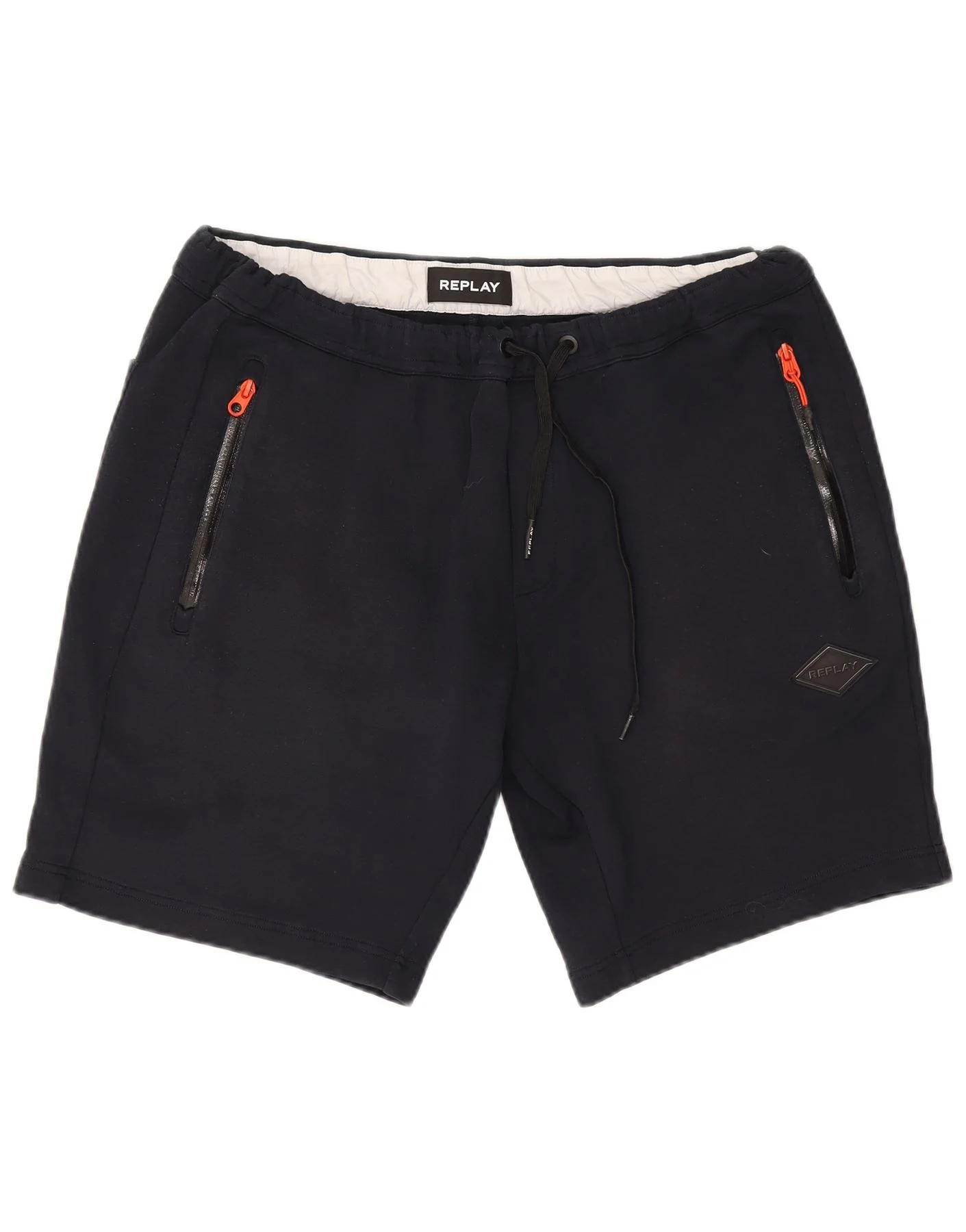 Replay Mens Graphic Sport Shorts XL Navy Blue Cotton