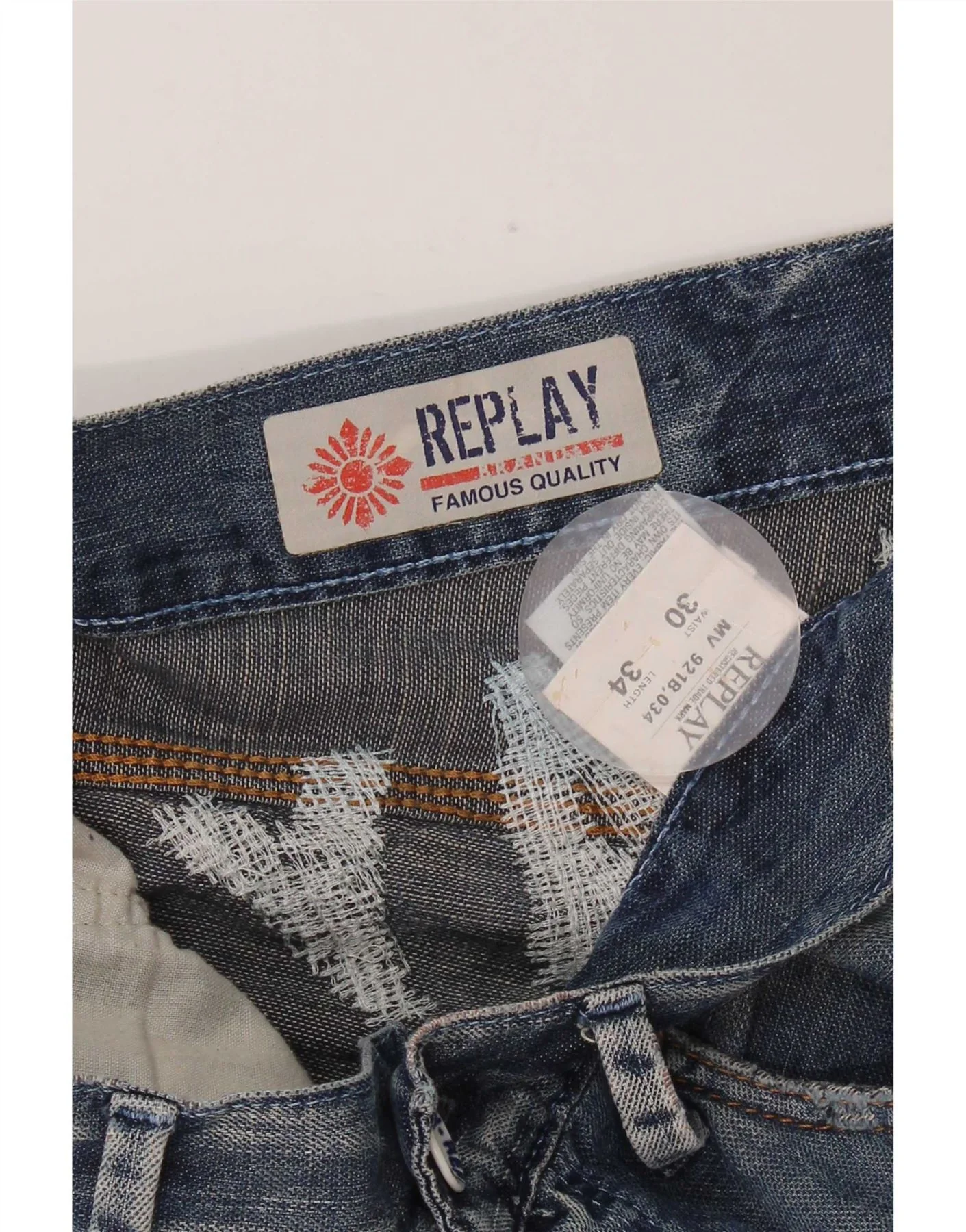 Replay Mens Graphic Straight Jeans W30 L34 Blue Cotton - Image 4
