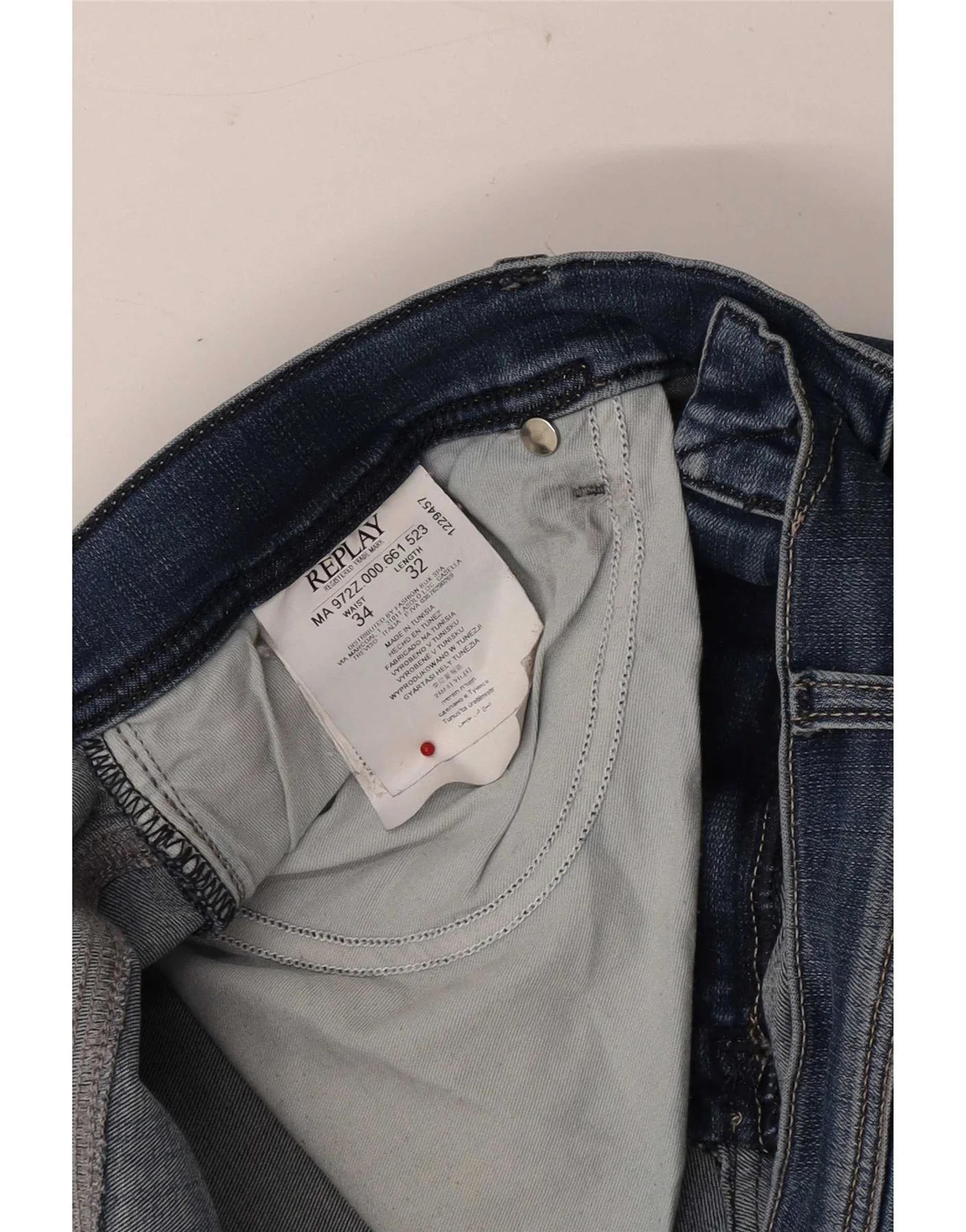 Replay Mens Grover Slim Jeans W34 L32 Blue Cotton - Image 4