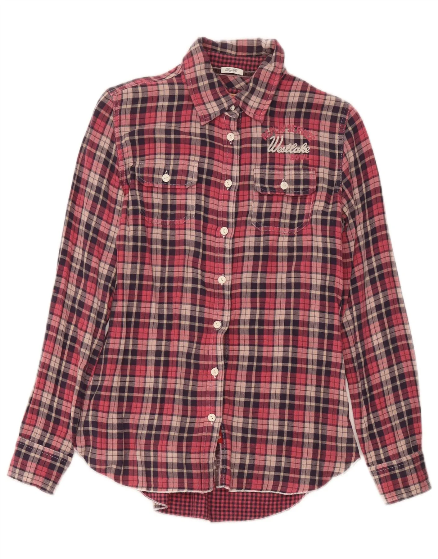Replay Womens Boy Fit Graphic Flannel Shirt UK 10 Small Red Check
