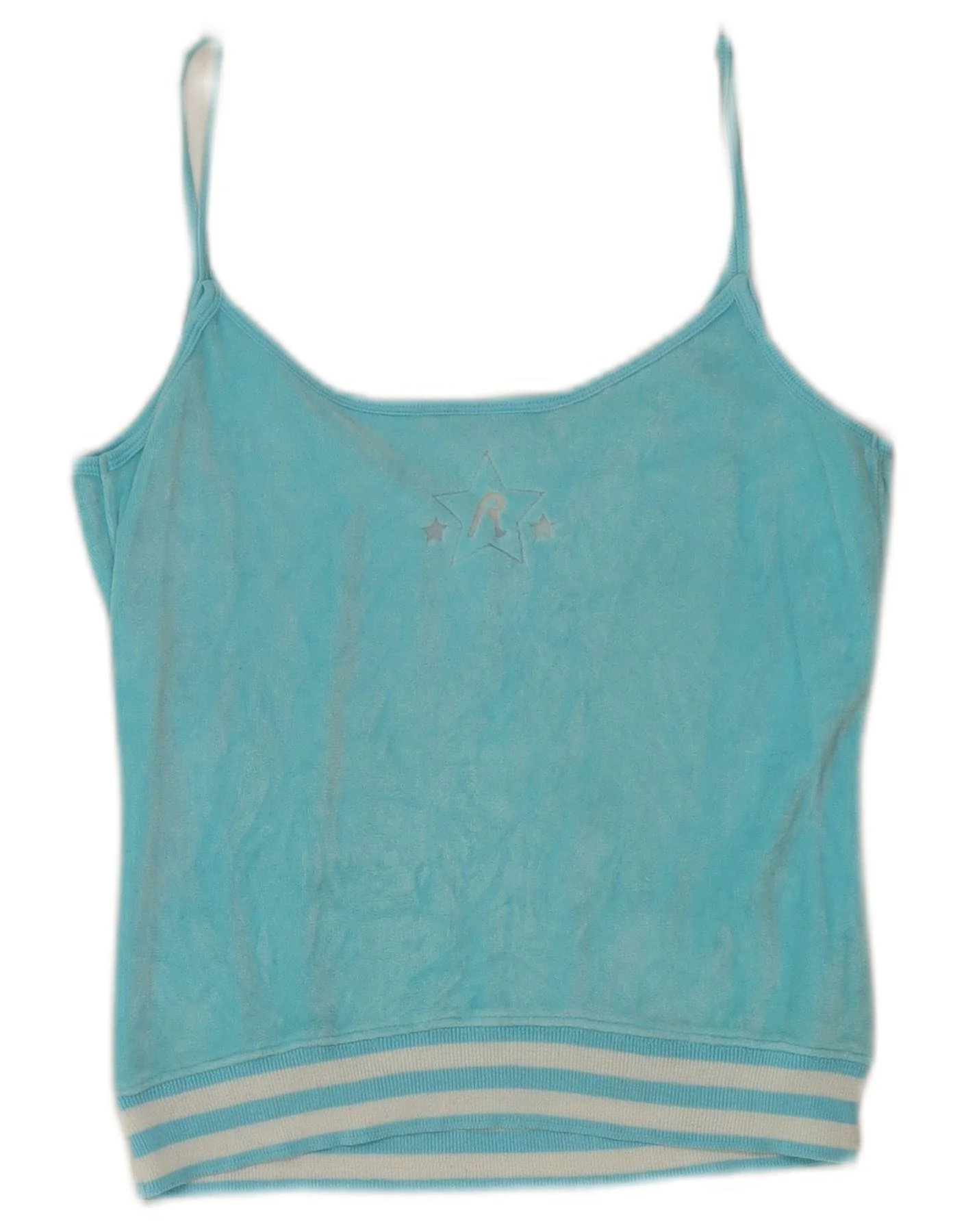 Replay Womens Harlem Crop Graphic Vest Top UK 10 Small Turquoise Sports - Image 2