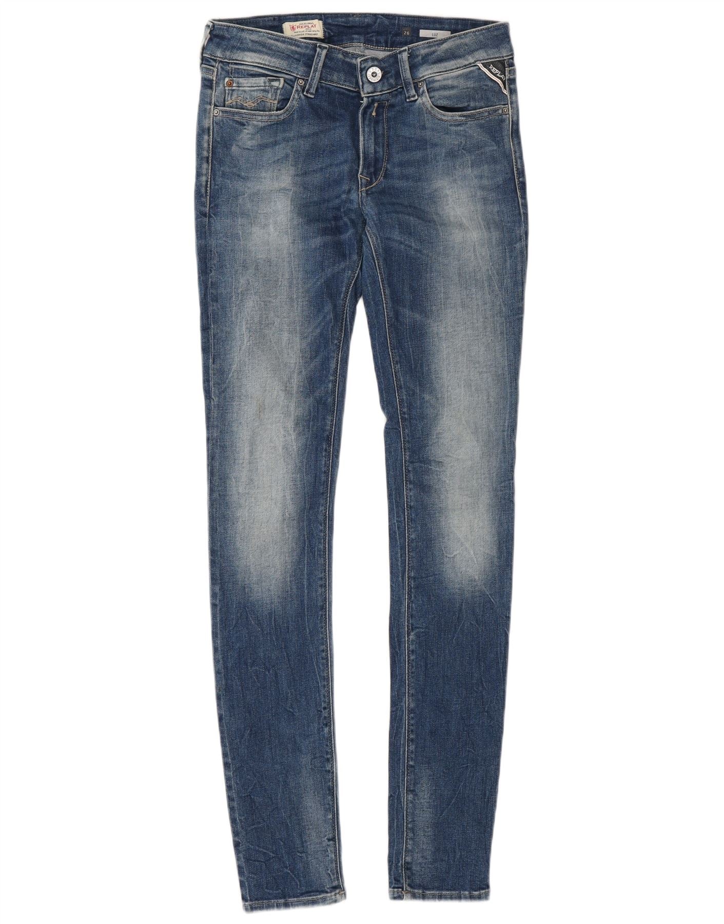 Replay Womens Luz Low Waist Super Skinny Jeans W26 L32 Blue Cotton