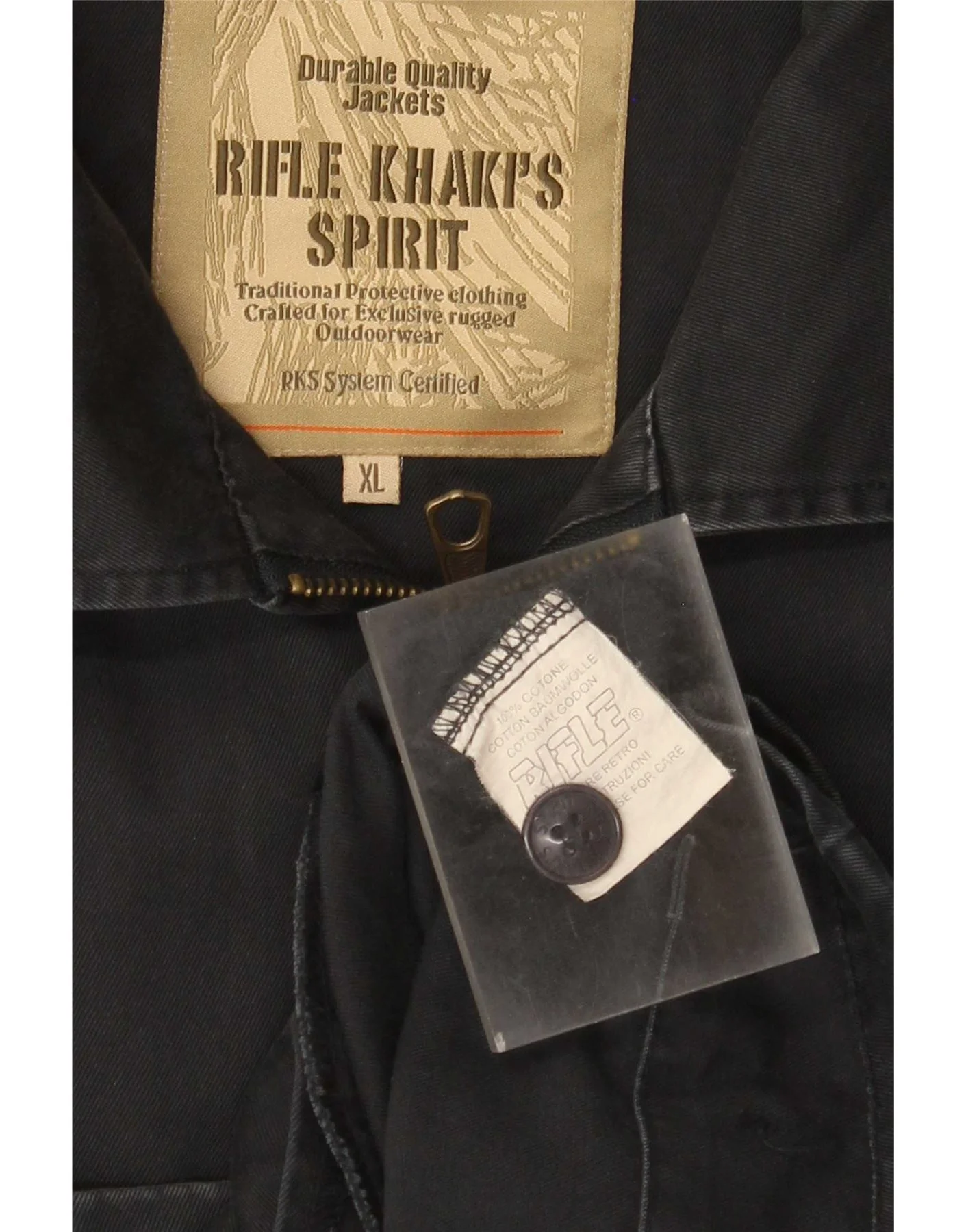 Rifle Mens Bomber Jacket UK 42 XL Navy Blue Cotton - Image 3