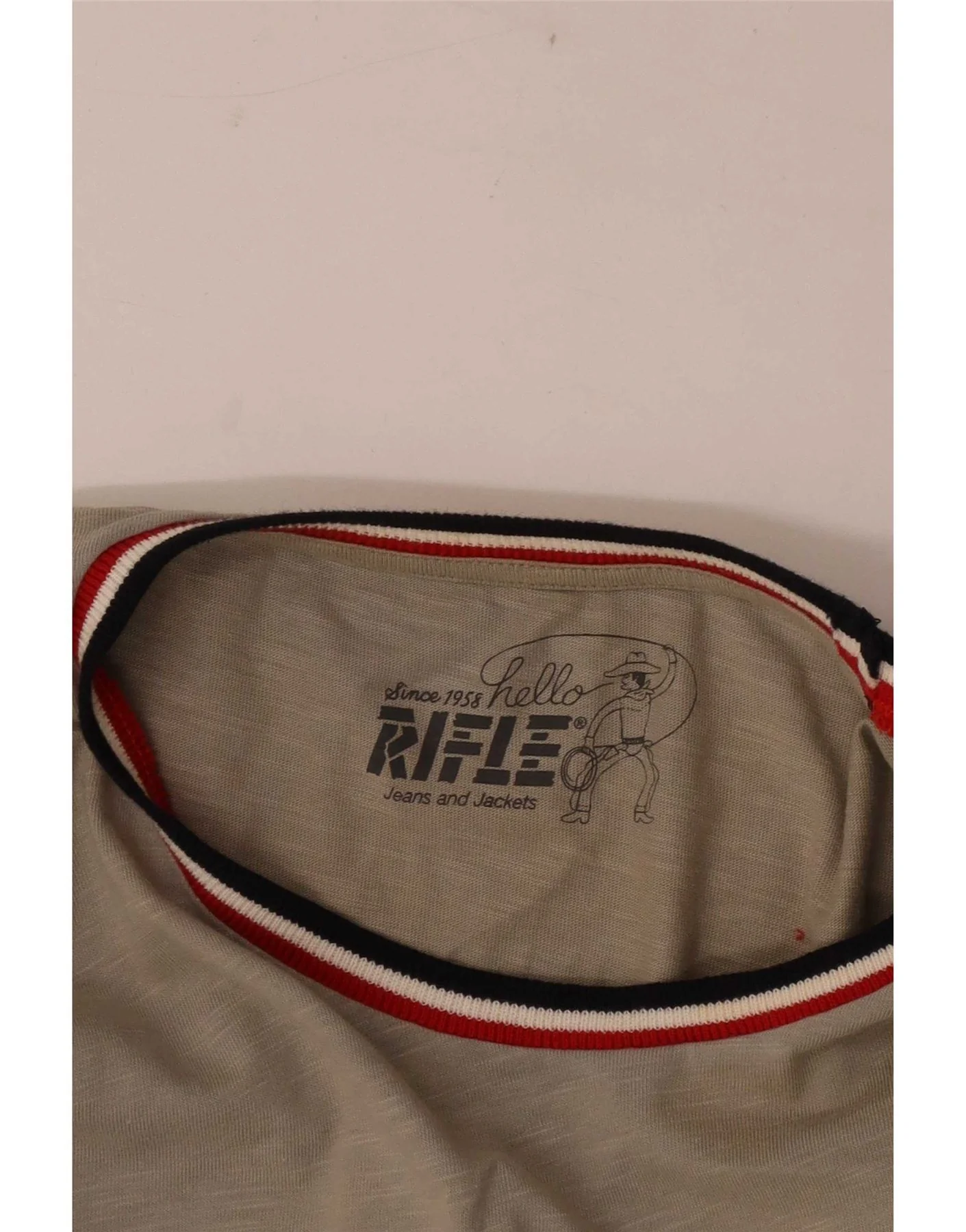 Rifle Mens Graphic Top Long Sleeve Large Grey Striped - Image 3
