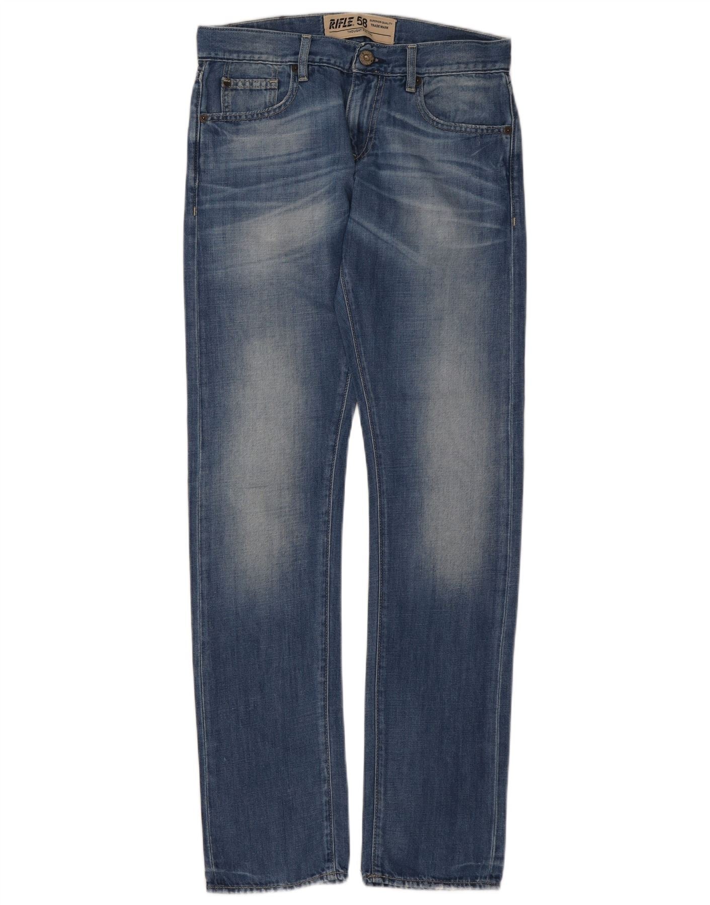 Rifle Womens Straight Jeans W28 L33 Blue Cotton