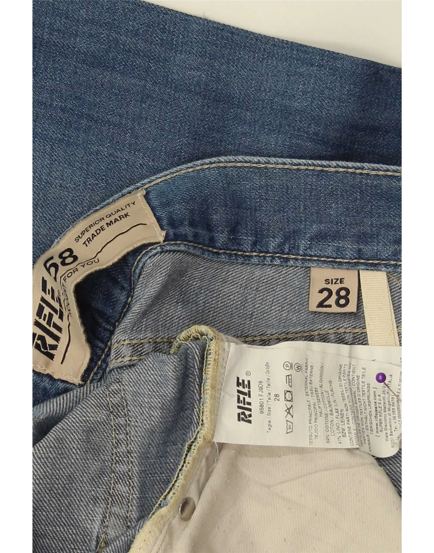 Rifle Womens Straight Jeans W28 L33 Blue Cotton - Image 3