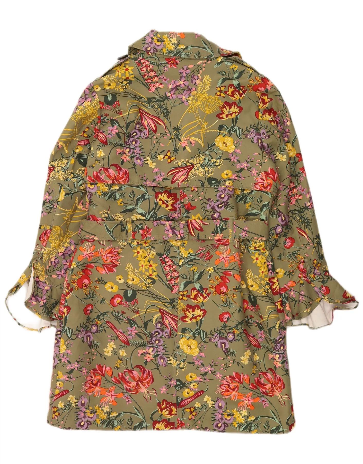 Rino & Pelle Womens Trench Coat EU 40 Medium Khaki Floral Cotton - Image 2